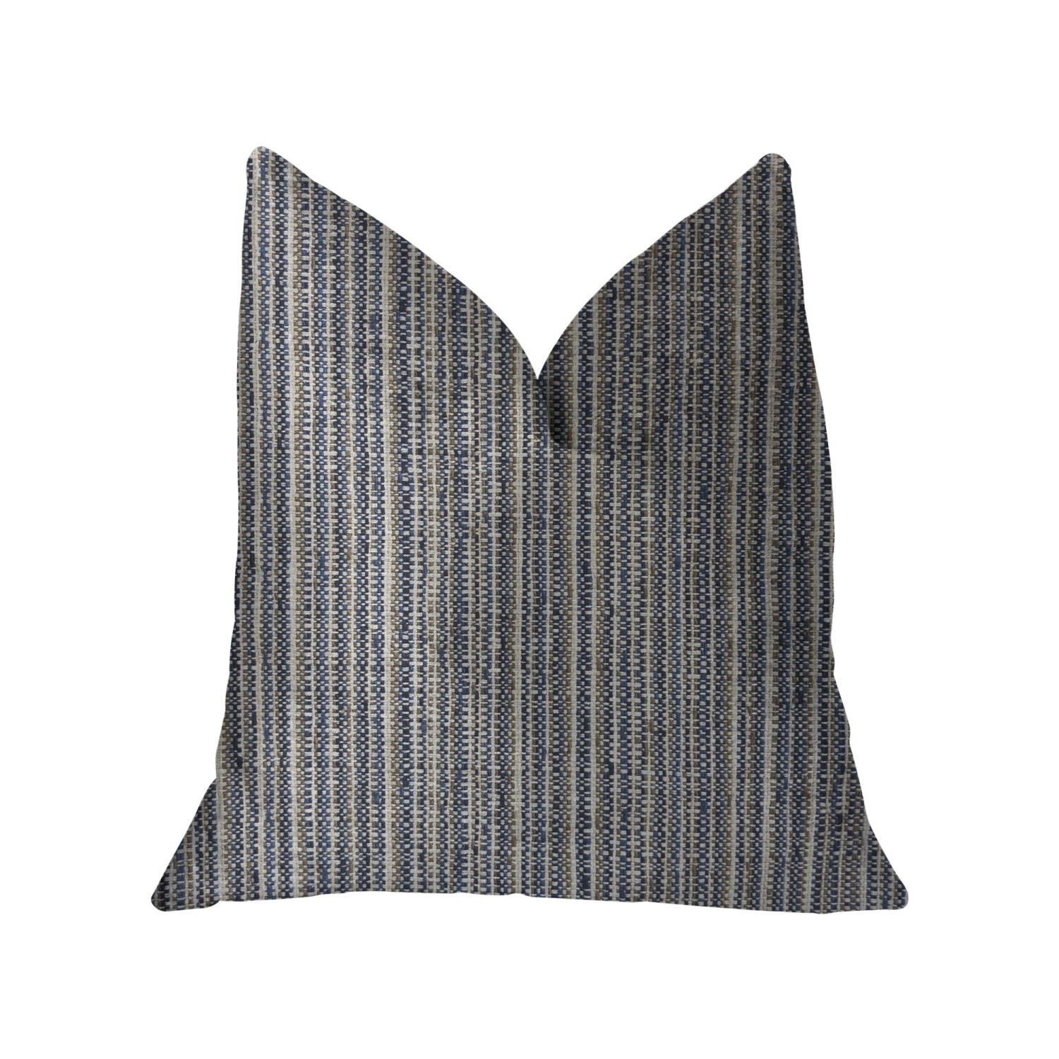 Plutus Parallel Lanes Blue, Beige And Brown Luxury Throw Pillow - Double Sided  20 X 30 Queen