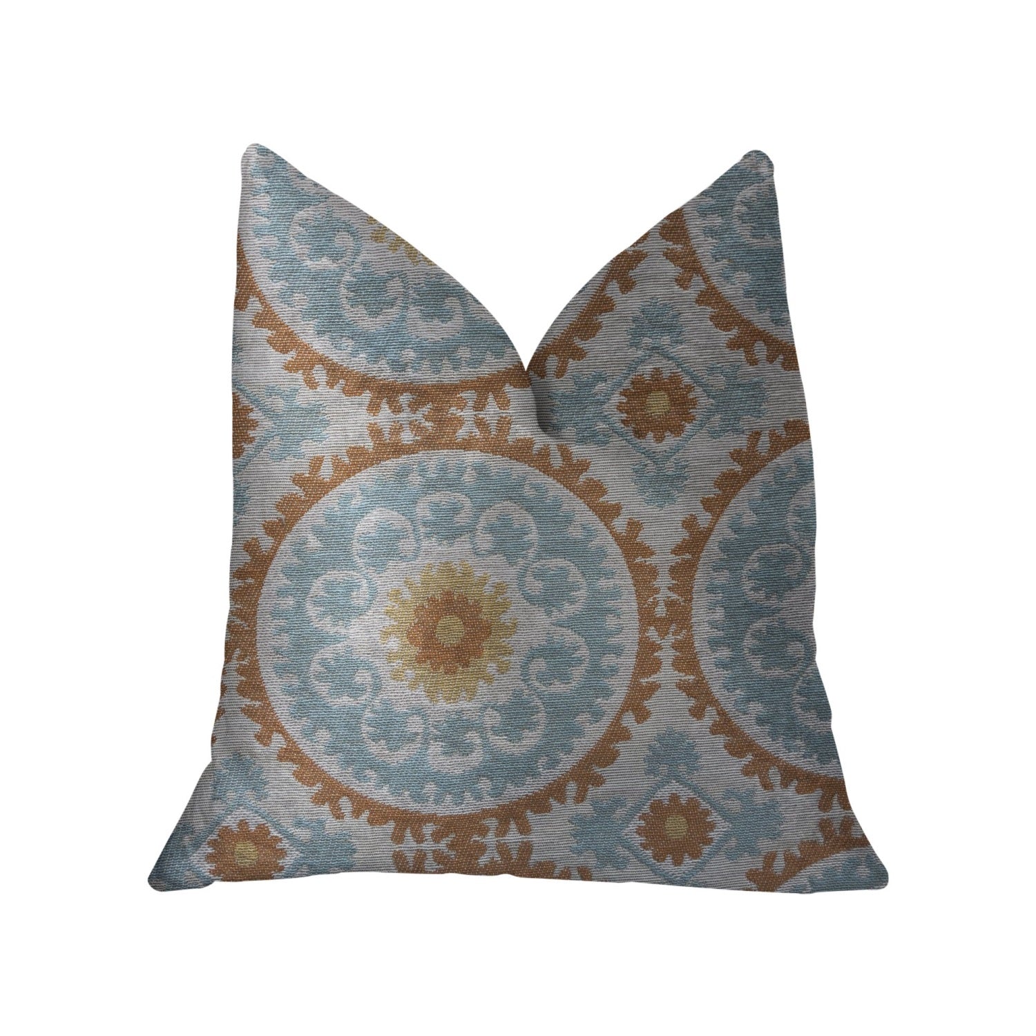 Plutus Sunset Cottage Orange, Blue And Ivory Luxury Throw Pillow - Double Sided  12 X 20