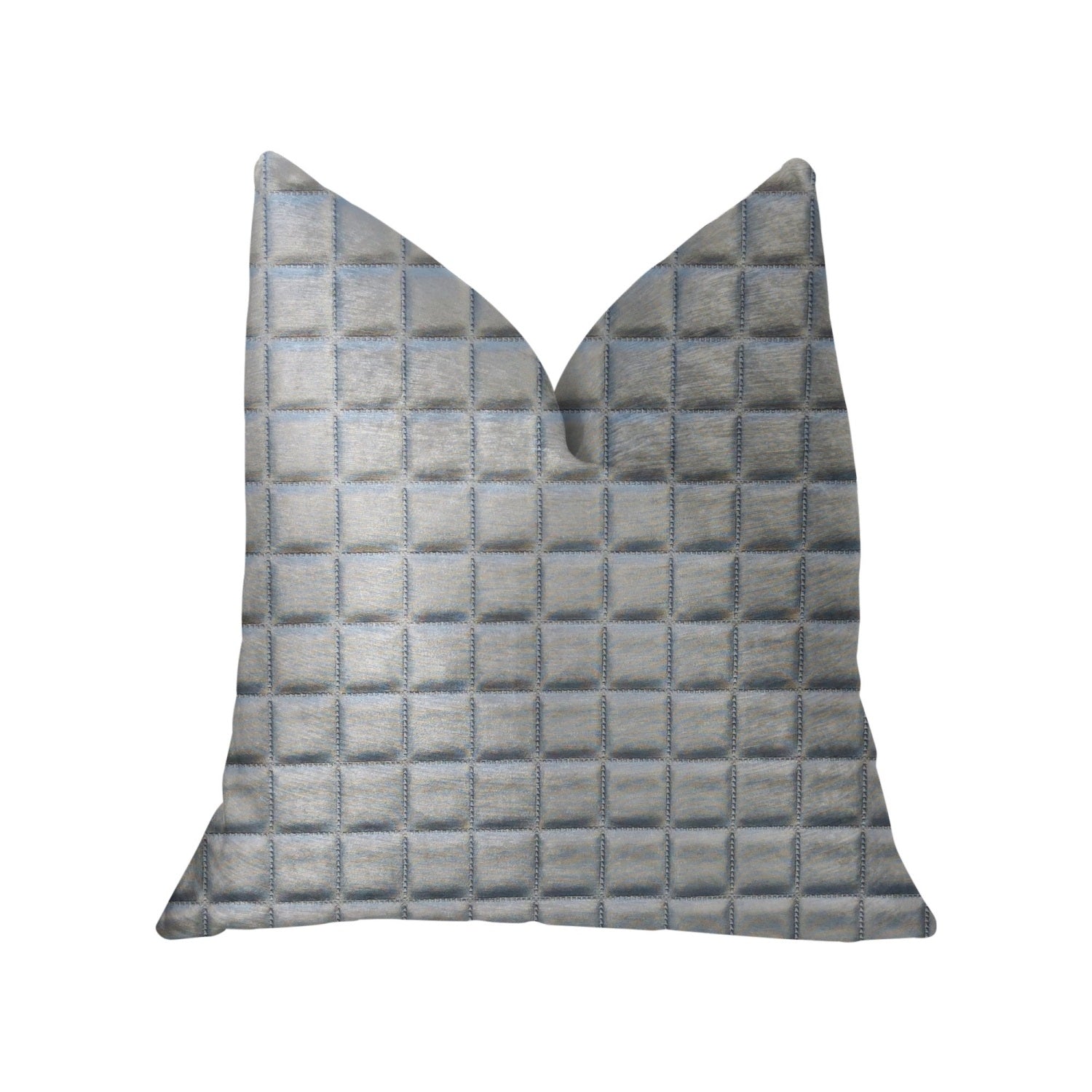 Plutus Silverton Silver Artificial Leather Luxury Throw Pillow - Double Sided  24 X 24