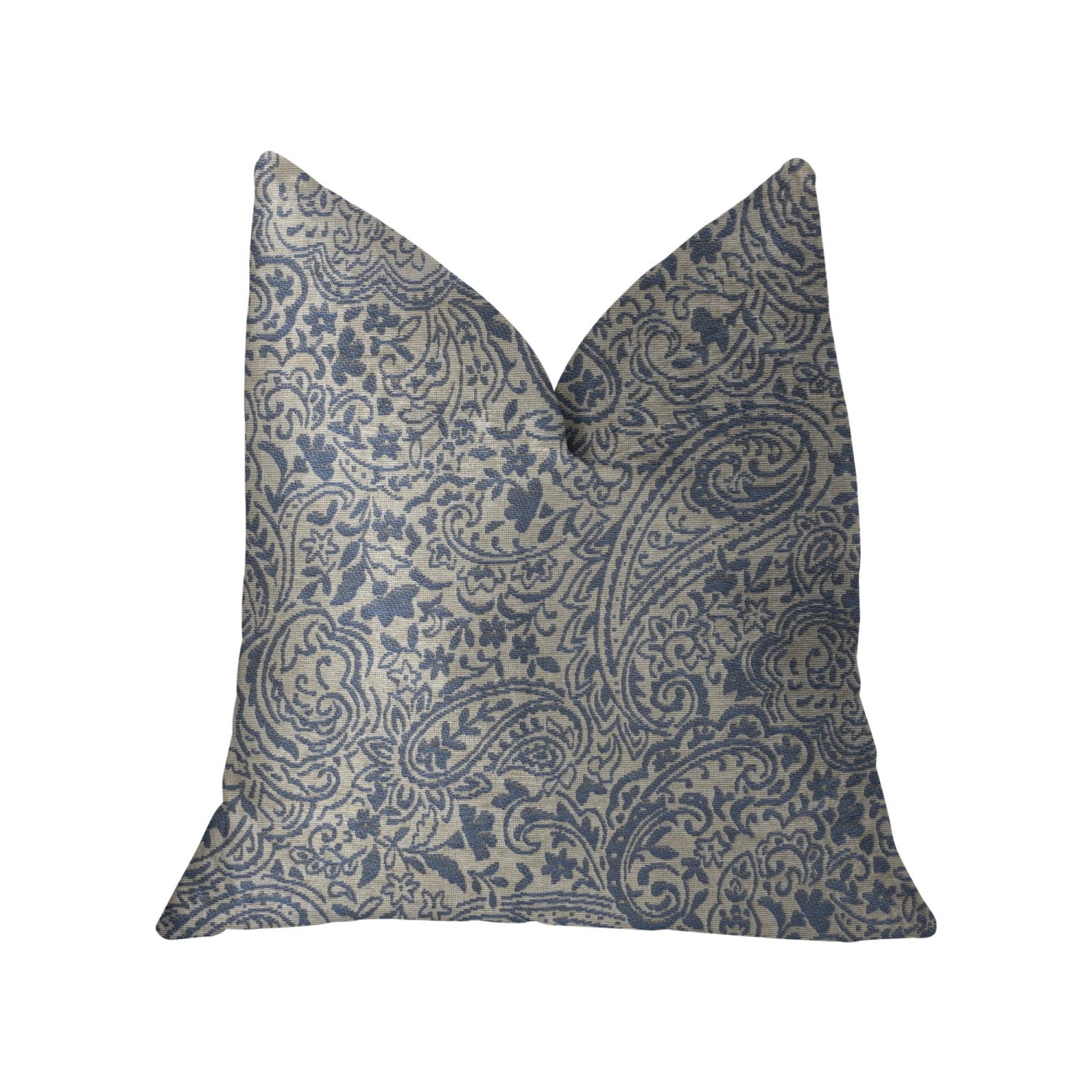 Plutus Kingston Waverly Blue And Ivory Luxury Throw Pillow - Double Sided  18 X 18