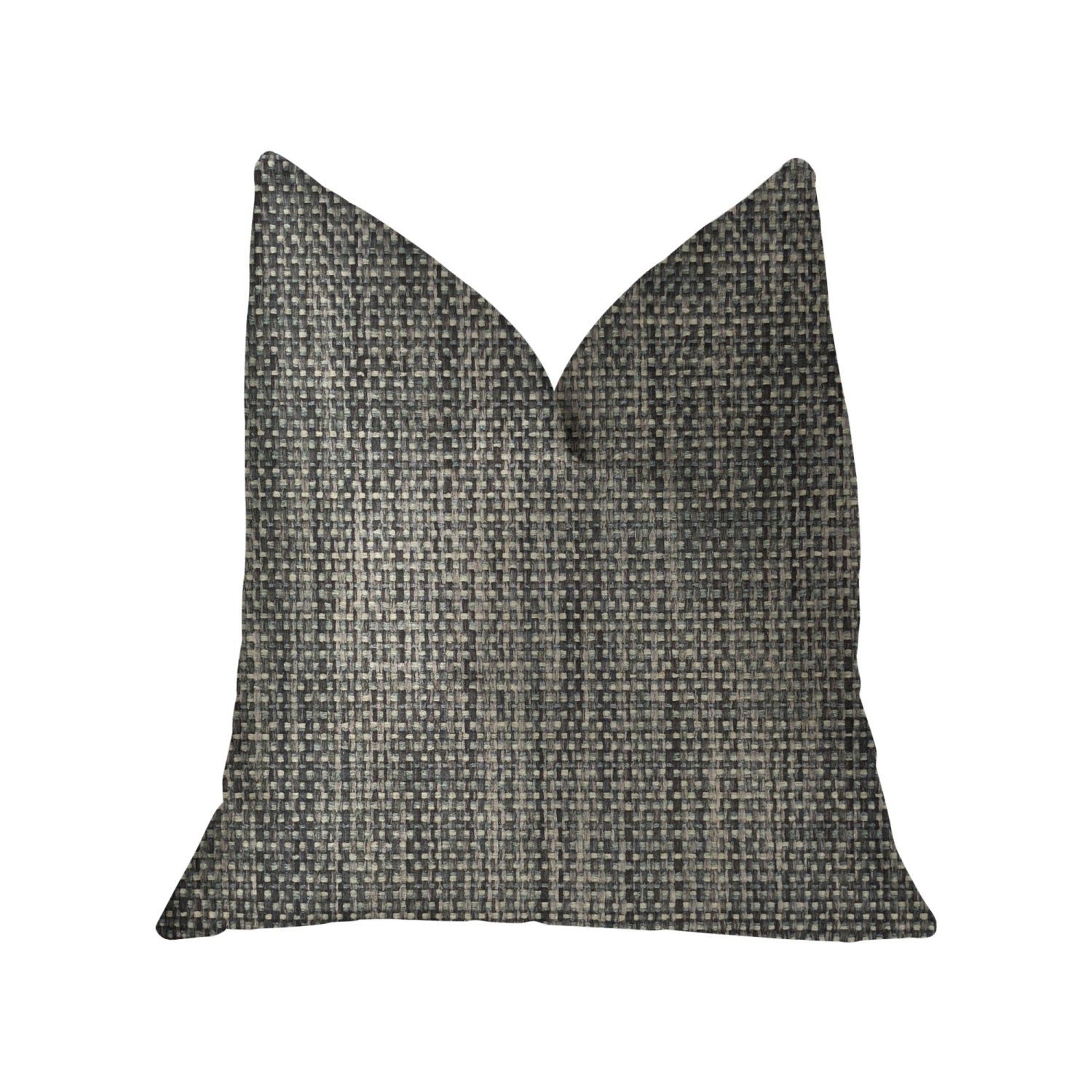 Plutus Bluejay Cayne  Blue And Gray Luxury Throw Pillow - Double Sided  24 X 24