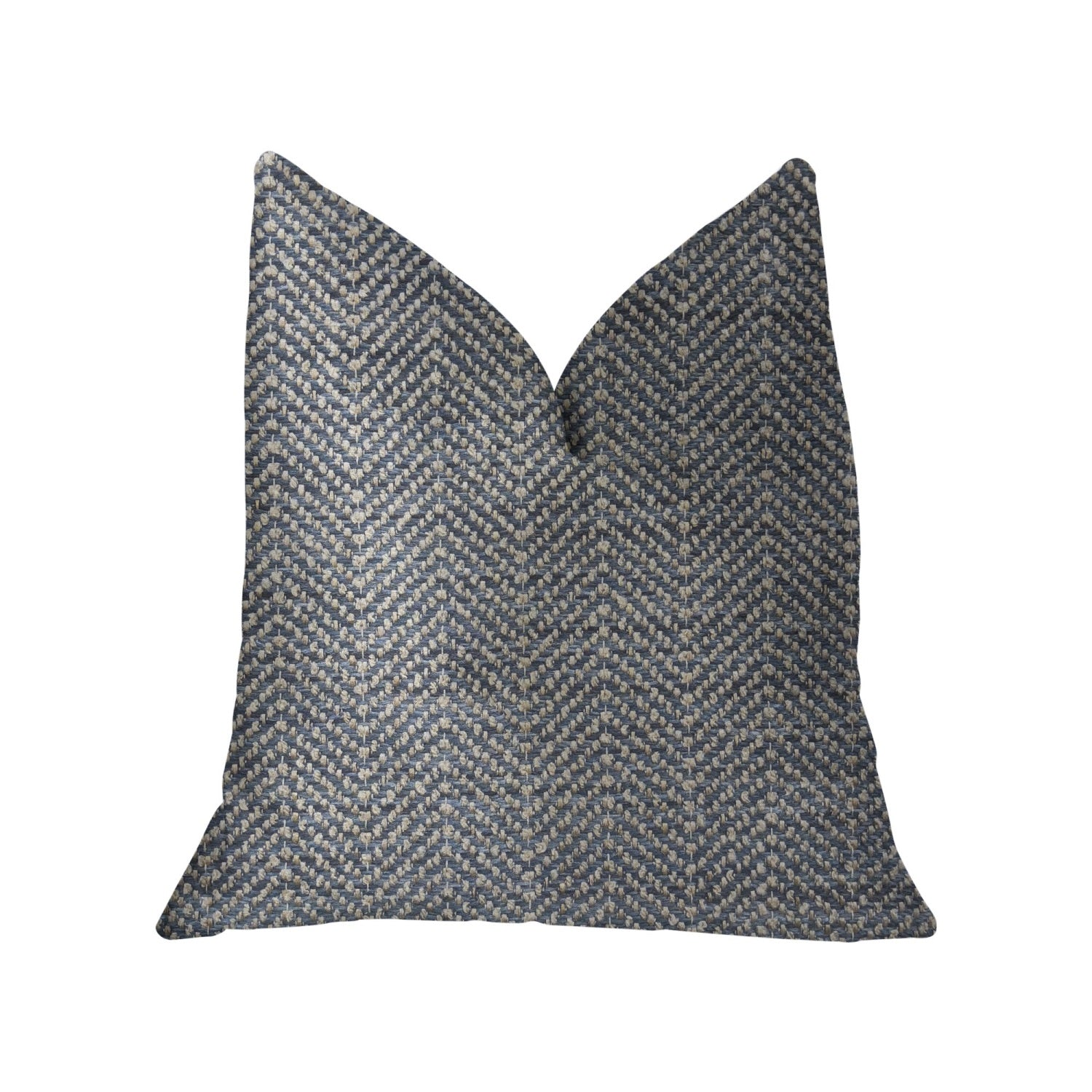 Plutus Amalfi Blue And Ivory Luxury Throw Pillow - Double Sided  16 X 16