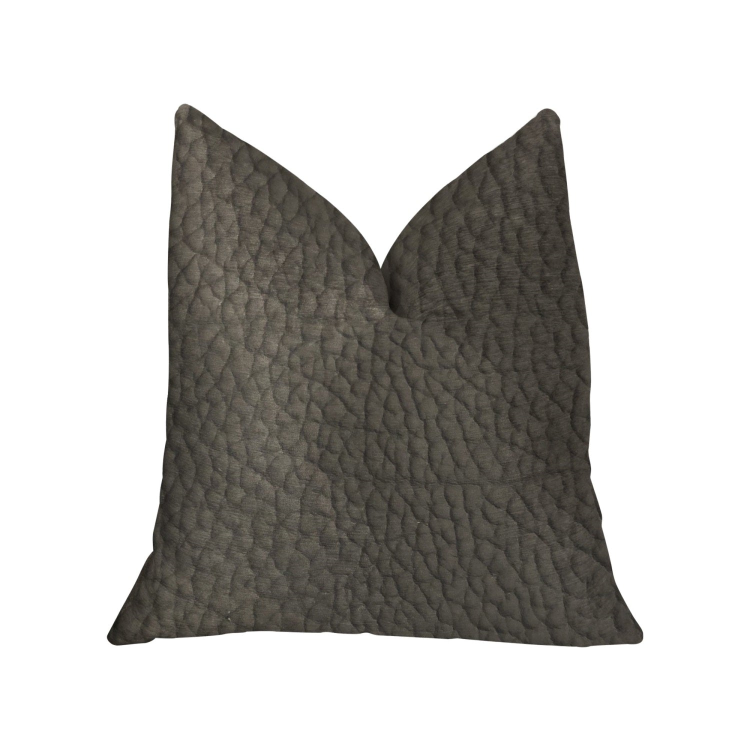 Plutus Modern Black Black Artificial Leather Luxury Throw Pillow - Double Sided  12 X 20