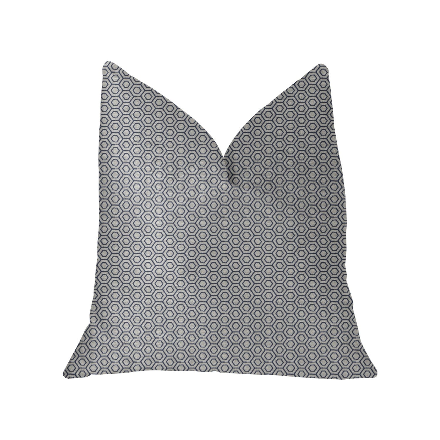Plutus Myriad Hexagon  Blue And Beige Luxury Throw Pillow - Double Sided  12 X 20