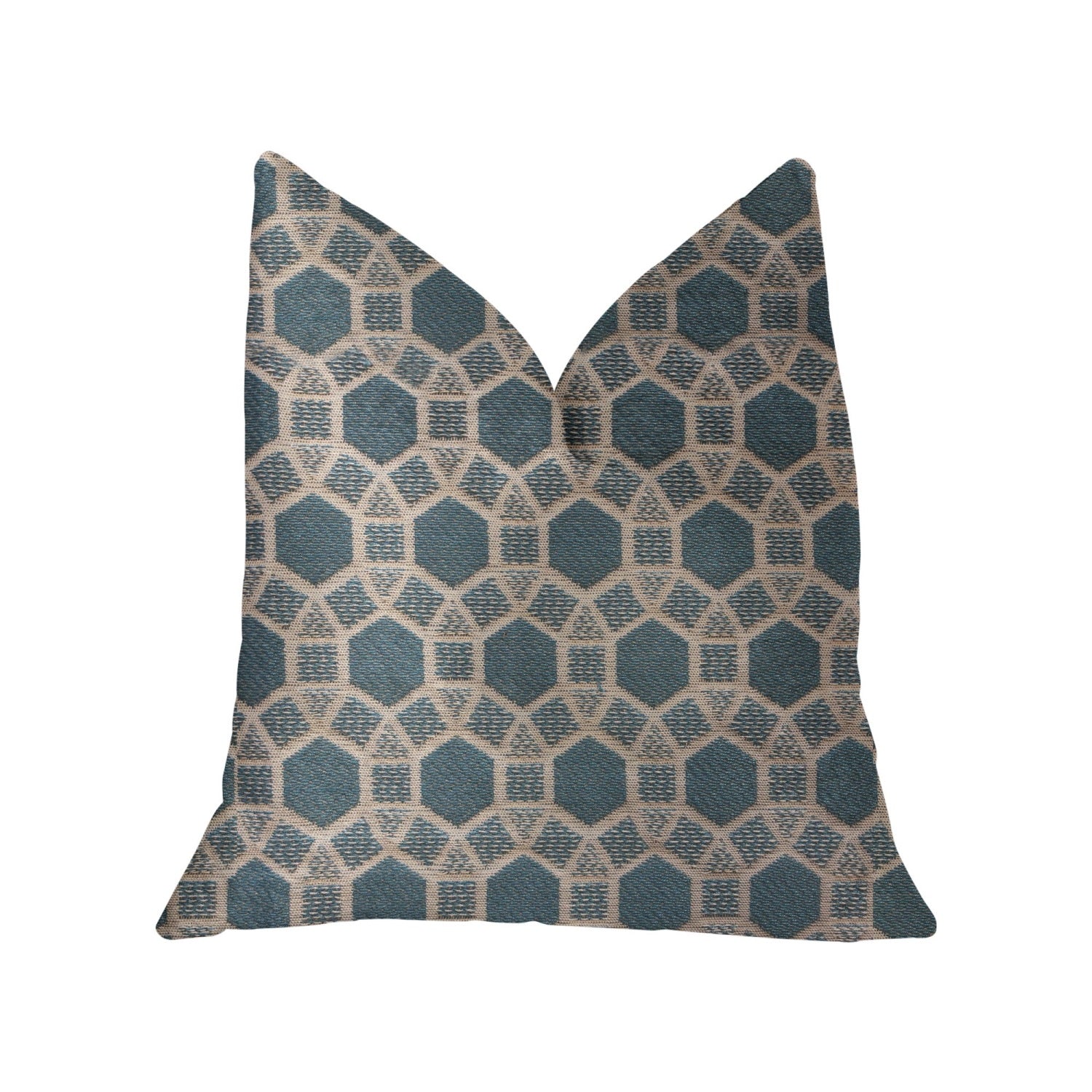 Plutus Pineapple Slice Blue And Beige Luxury Throw Pillow - Double Sided  20 X 20