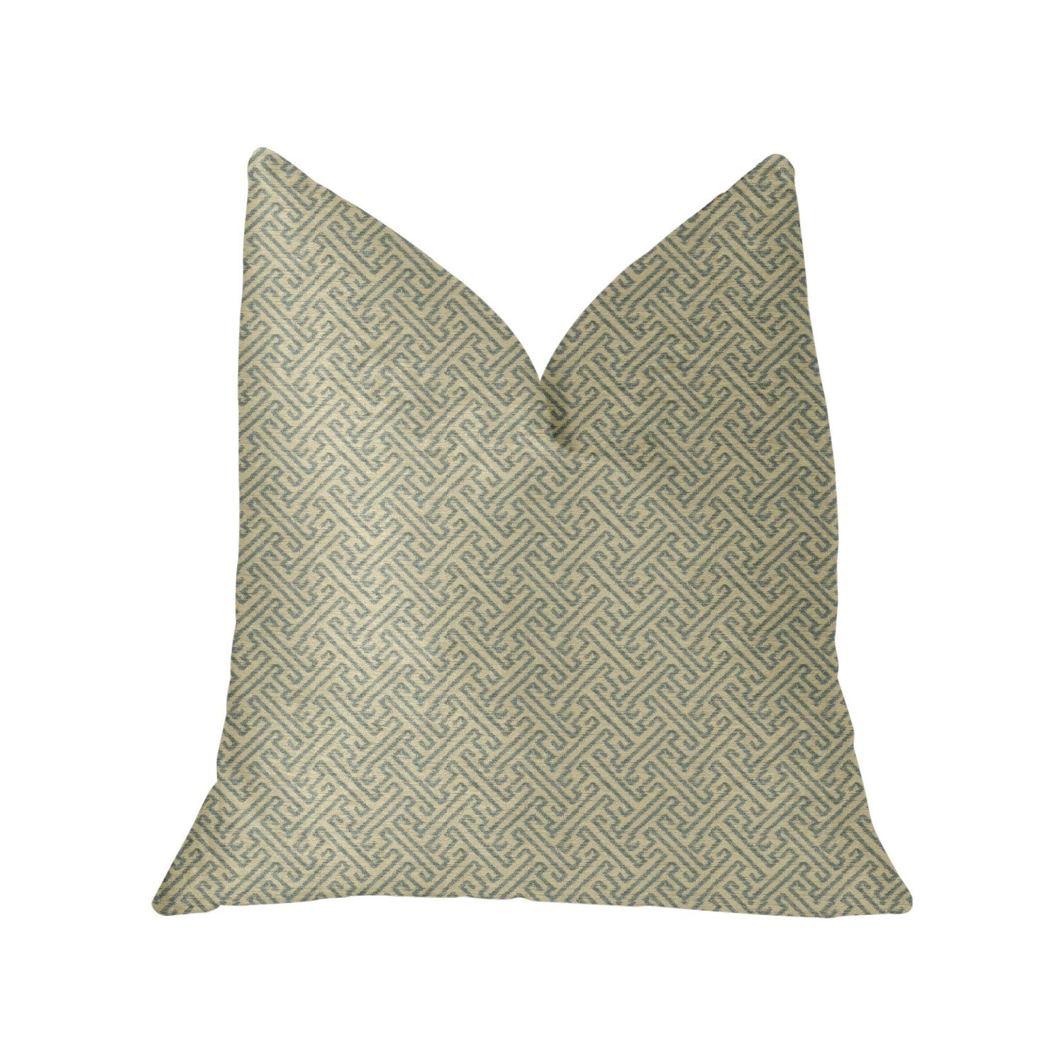 Plutus Alpine Maize Blue and Beige Luxury Throw Pillow - Double sided  20??x 26??Standard
