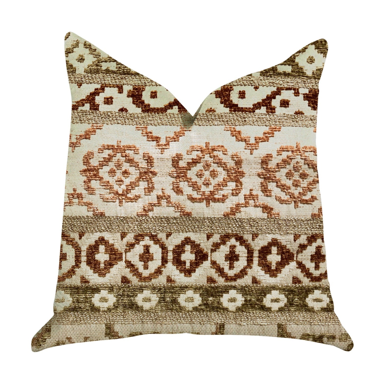 Plutus Arabesque Shades Of Brown Luxury Throw Pillow - Double Sided  20 X 20