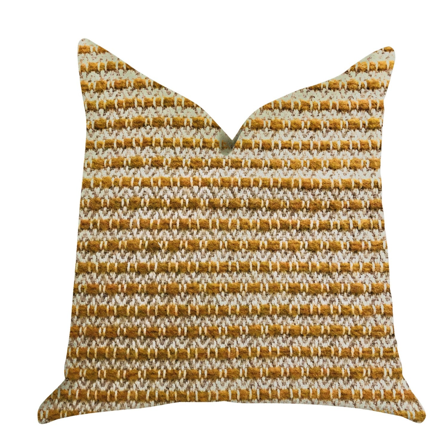 Plutus Hamilton Braid Brown Tones Luxury Throw Pillow  - Double Sided  24 X 24