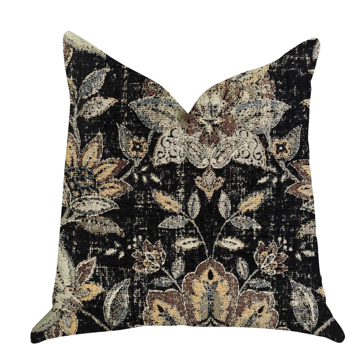 Plutus Noir Lotus Blossom Luxury Throw Pillow - Double Sided  20 X 36 King