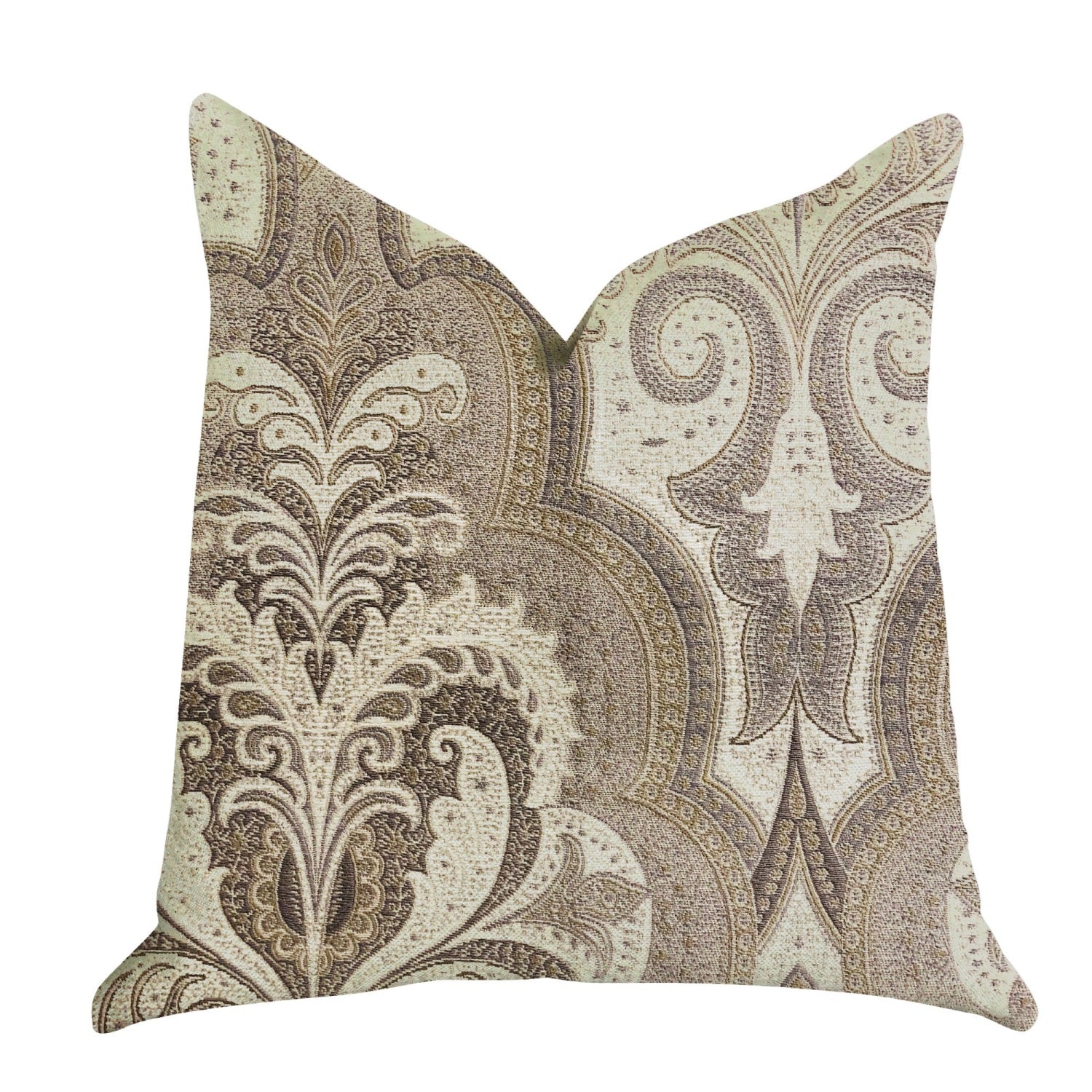 Plutus Tawny Isabella Damask Luxury Throw Pillow  - Double Sided  16 X 16