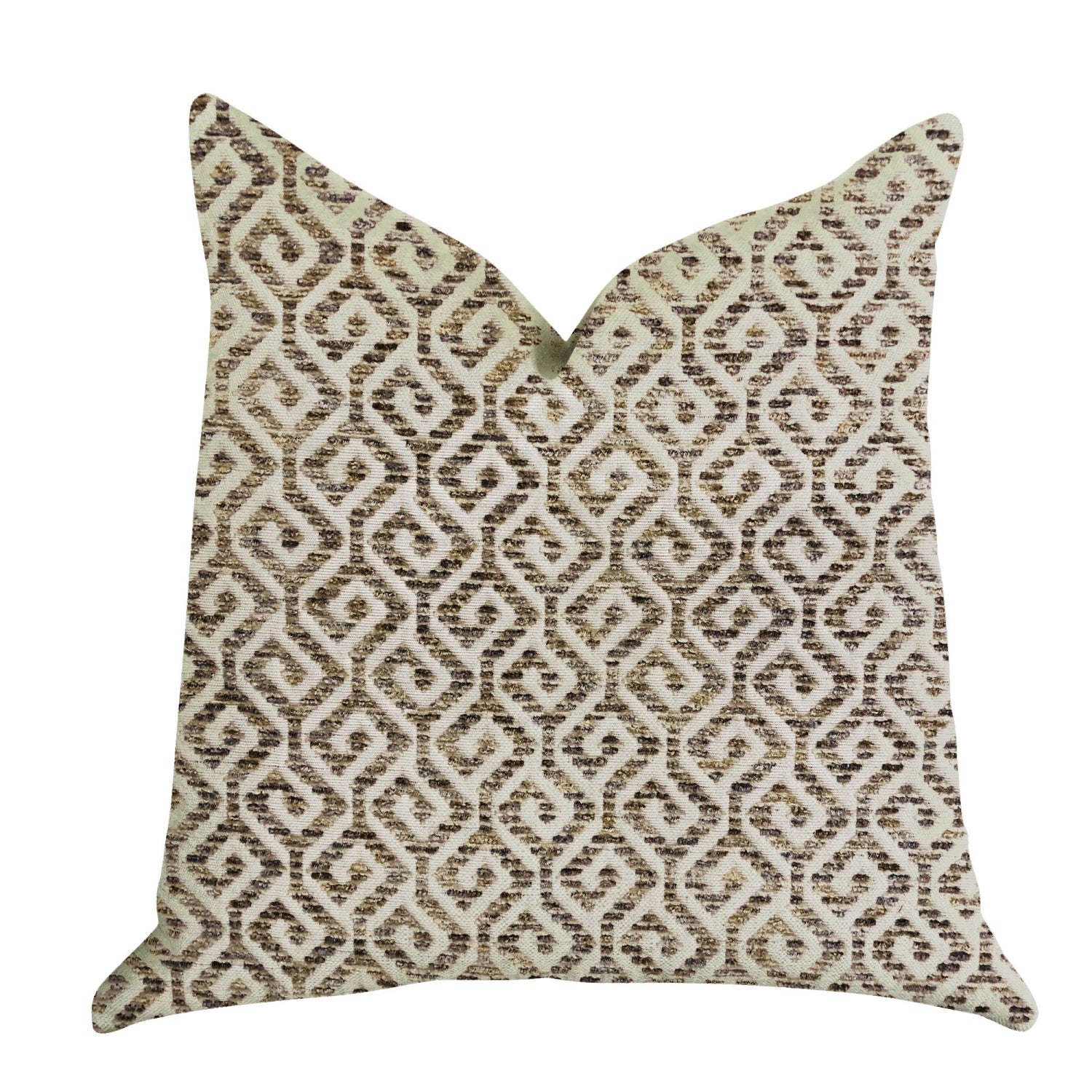 Plutus Omni Truffle Brown Shades Maze Luxury Throw Pillow  - Double Sided  20 X 36 King