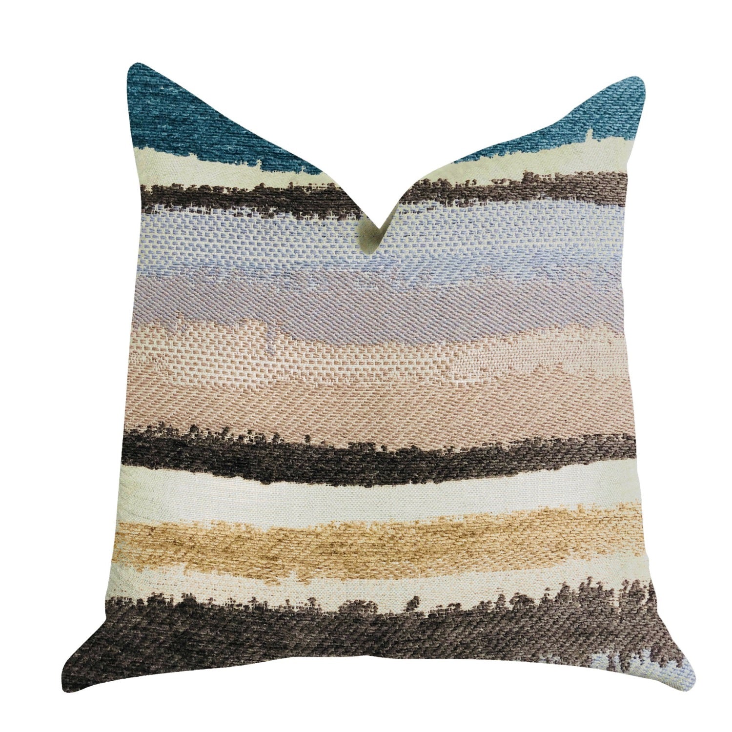 Plutus Blue Stone River Sand Multi Color Luxury Throw Pillow - Double Sided  18 X 18