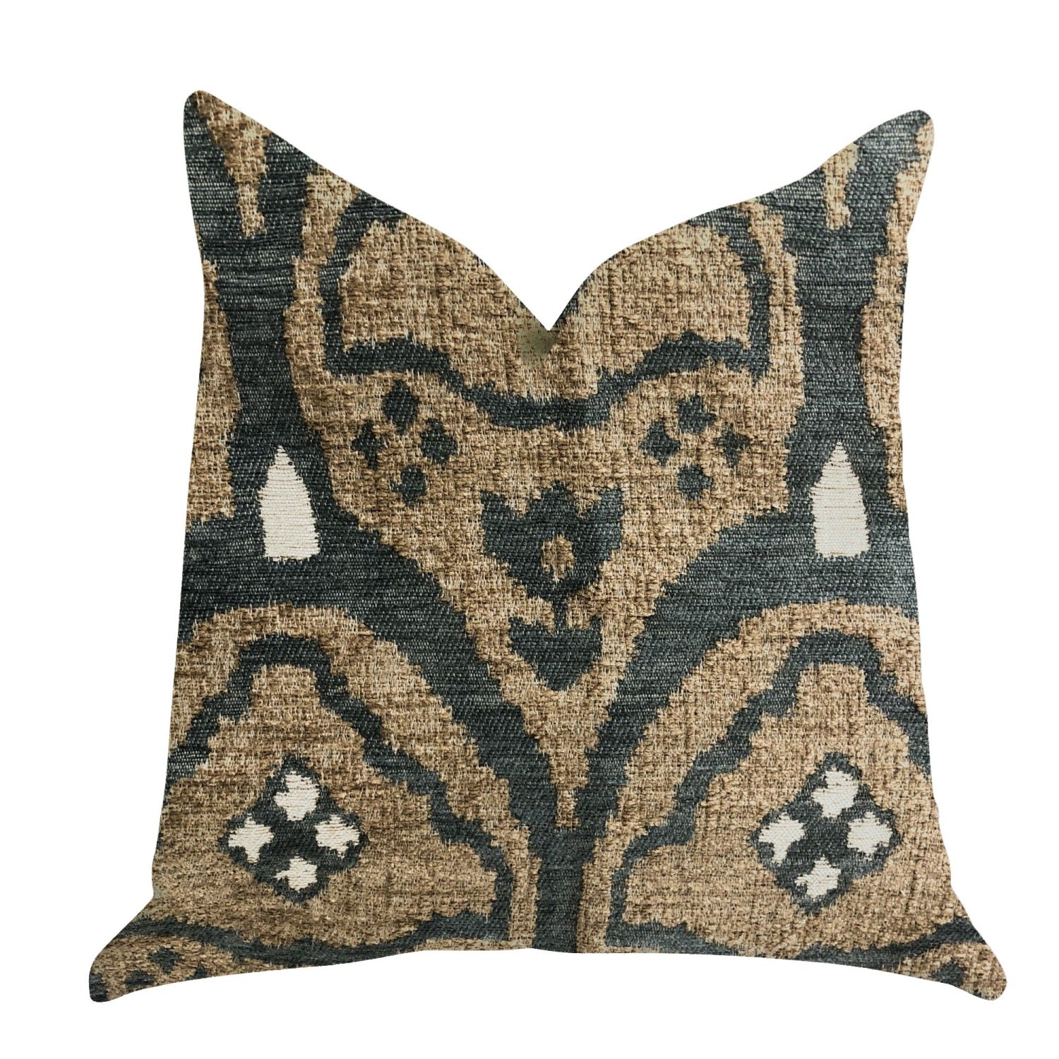 Plutus Tulip Zen Green Taupe Luxury Throw Pillow  - Double Sided  20 X 30 Queen