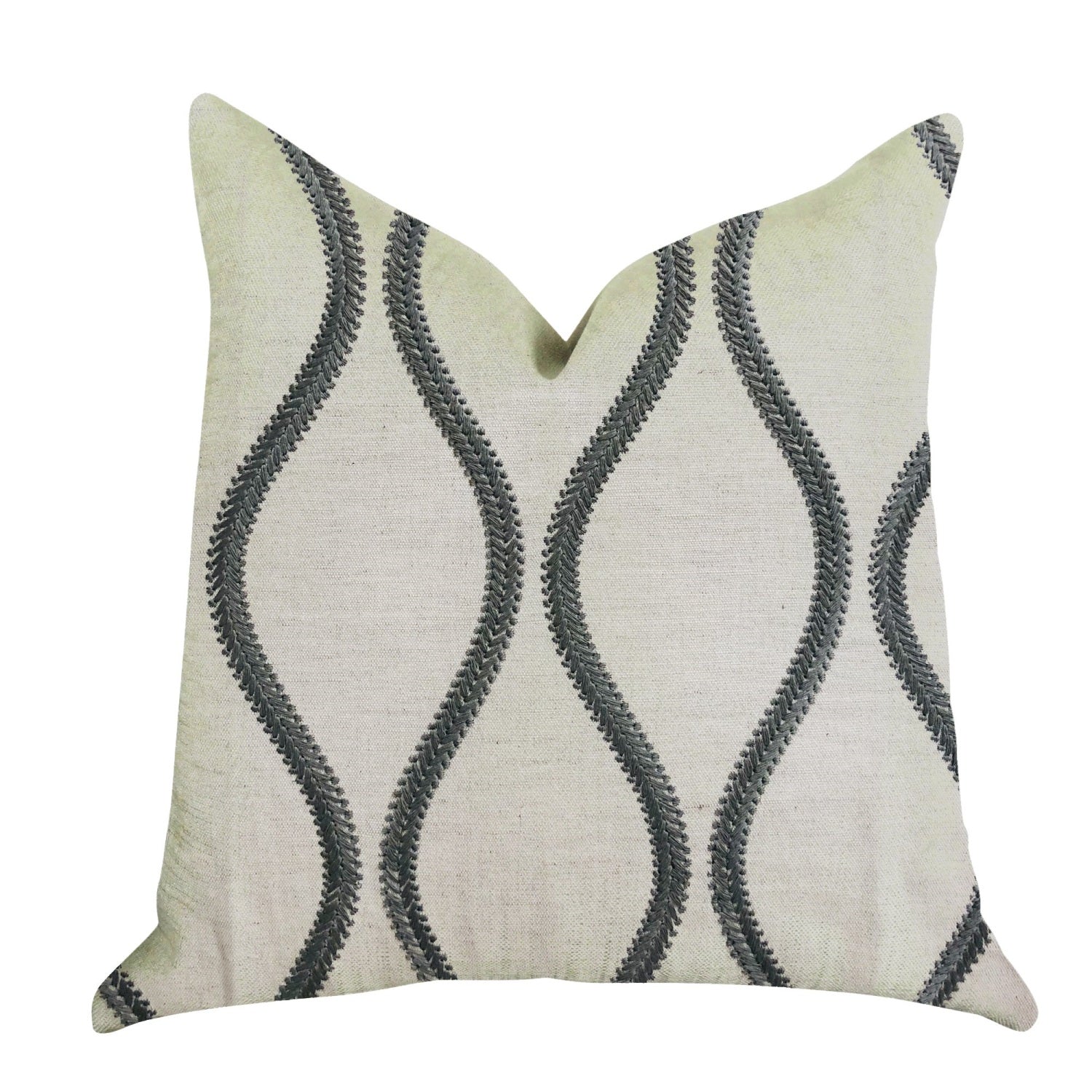 Plutus Bella Curve Green And Beige Luxury Throw Pillow - Double Sided  20 X 20