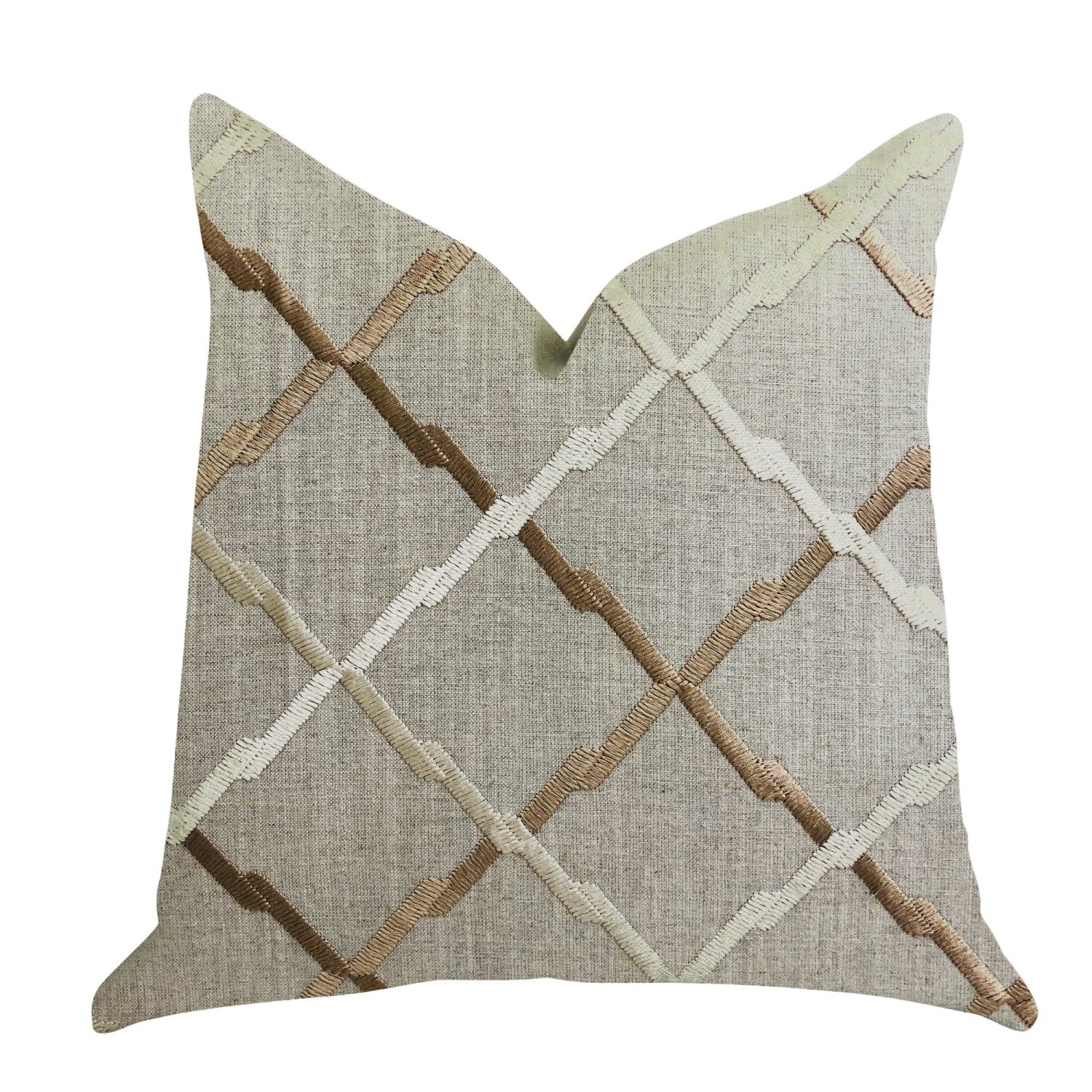 Plutus Urban Square Brown And Beige Luxury Throw Pillow - Double Sided  18 X 18