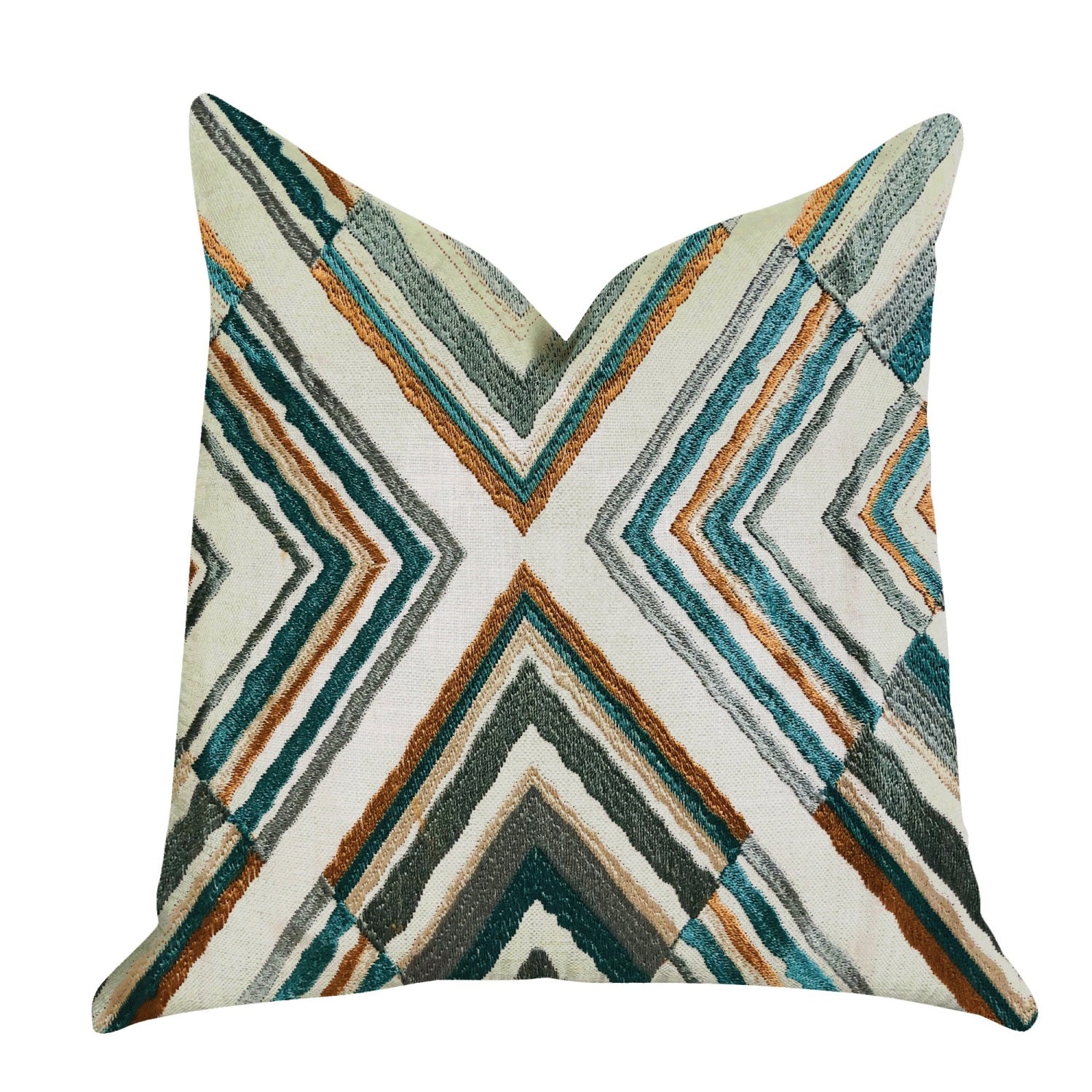 Plutus Crescent Peak Multi Green Luxury Throw Pillow - Double sided  20??x 30??Queen