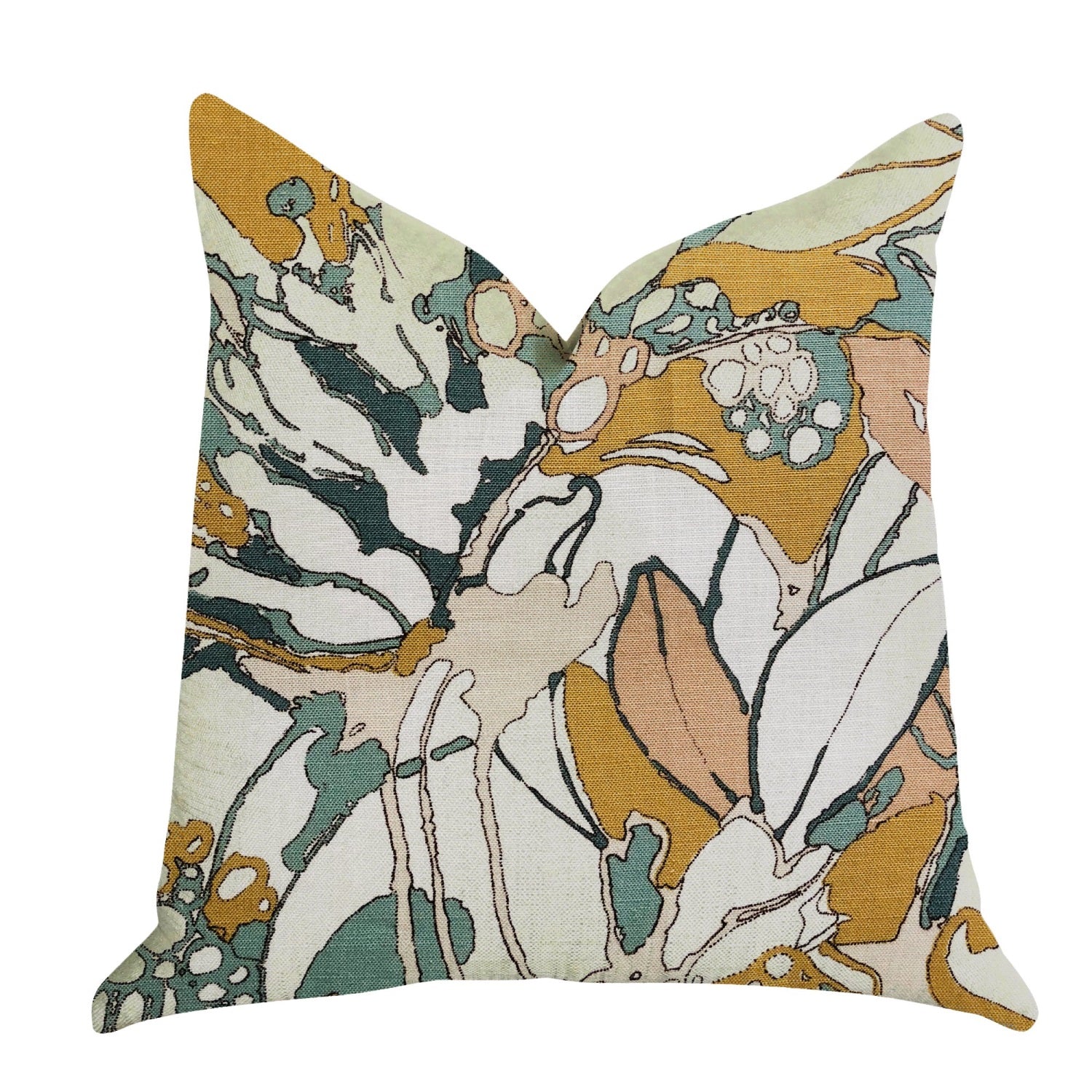 Plutus Camellia Floral Multi Color Luxury Throw Pillow - Double Sided  20 X 30 Queen