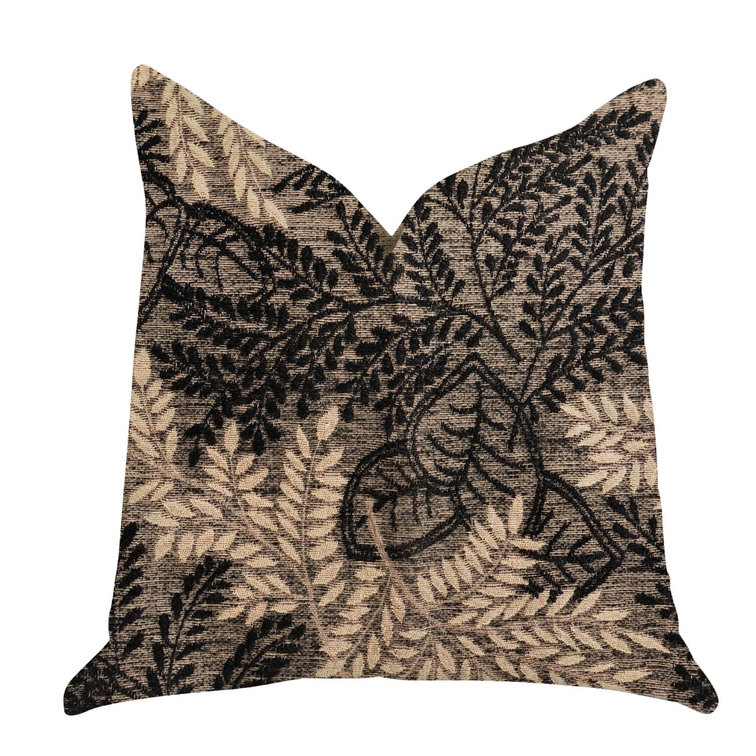 Plutus Bonzai Ebony Floral Throw Pillow In Black And Brown   - Double Sided  26 X 26