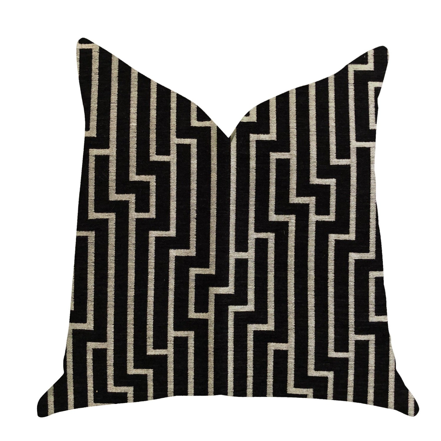 Plutus Posh Lady Black And Beige Tones Luxury Throw Pillow - Double Sided  20 X 30 Queen