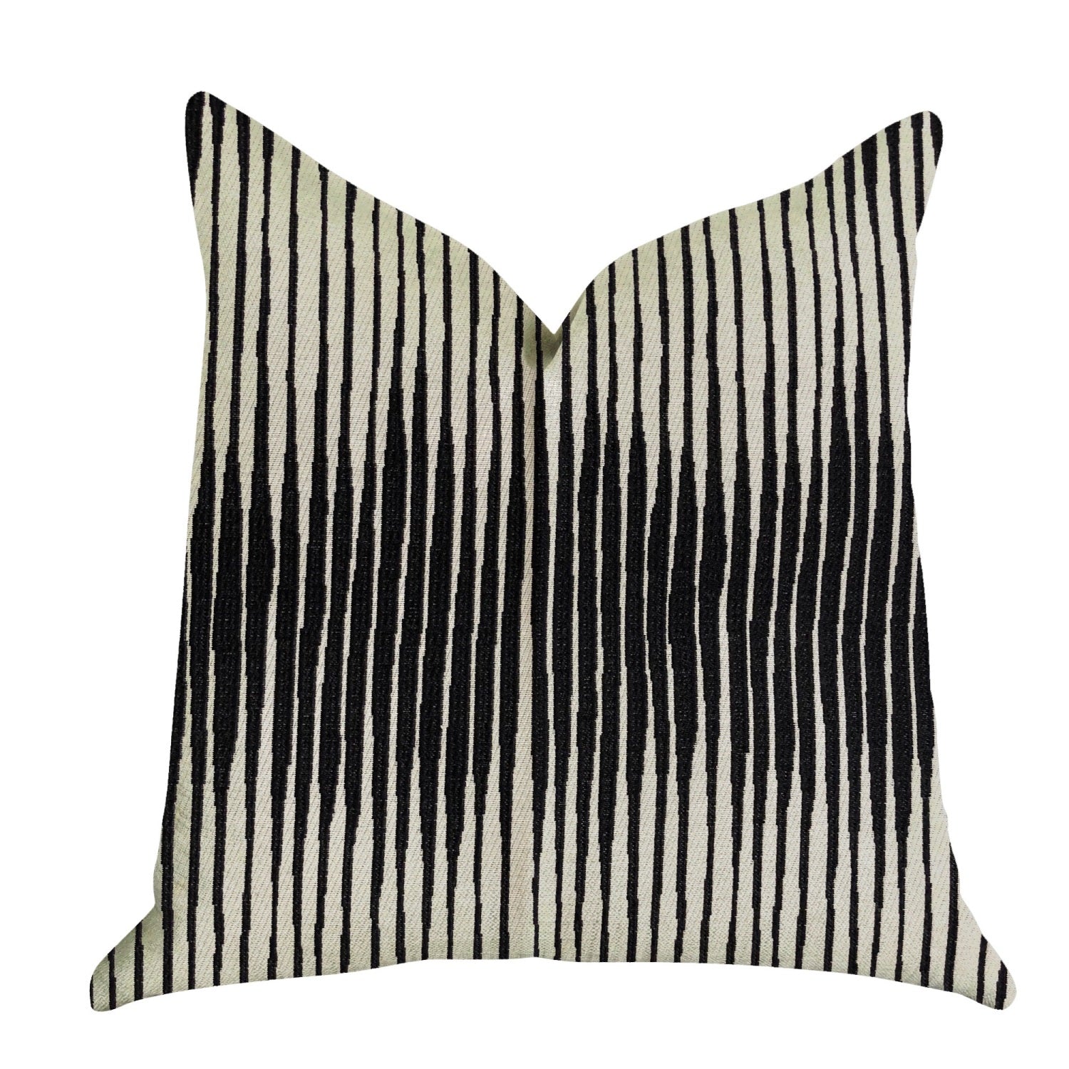 Plutus Black Crystal Luxury Throw Pillow In Black And Beige Tones  - Double Sided  20 X 20