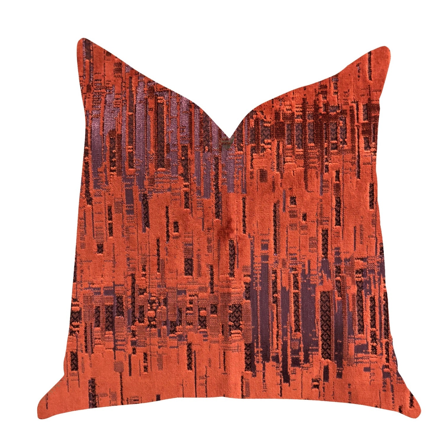 Plutus Luminous Skyscraper Luxury Throw Pillow In Orange Red Tones  - Double Sided  18 X 18