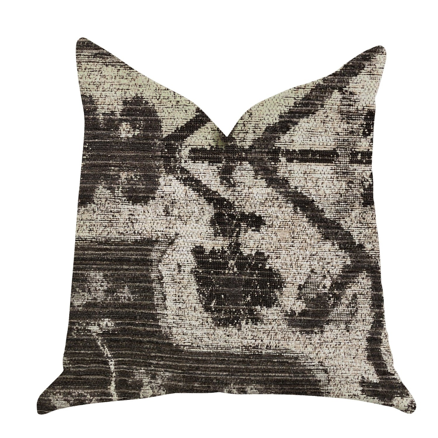 Plutus Metro Pulse Beige And Grey Tones Luxury Throw Pillows - Double Sided  24 X 24