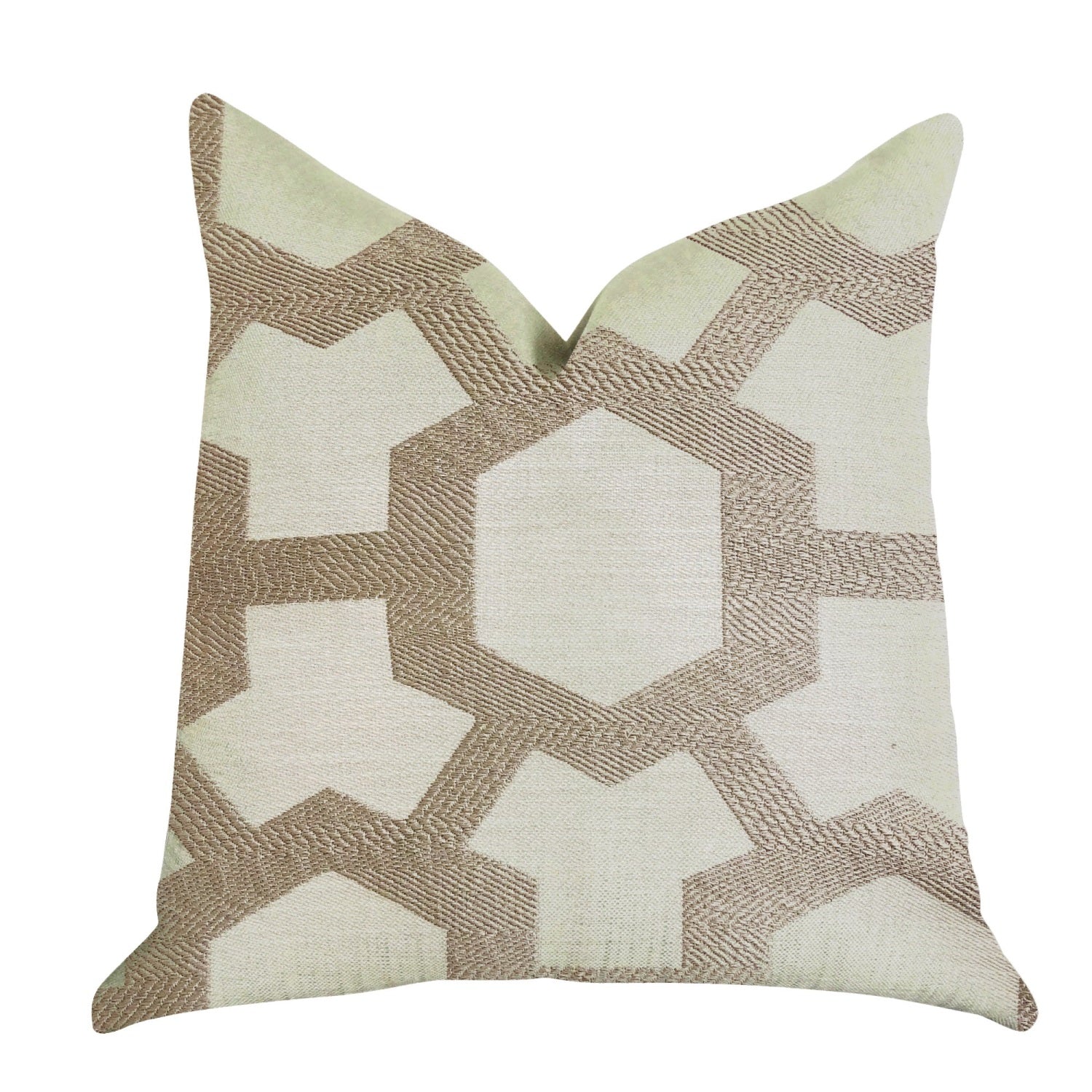 Plutus Linked Charisma Luxury Throw Pillow In Beige And Brown Tones - Double Sided  20 X 20