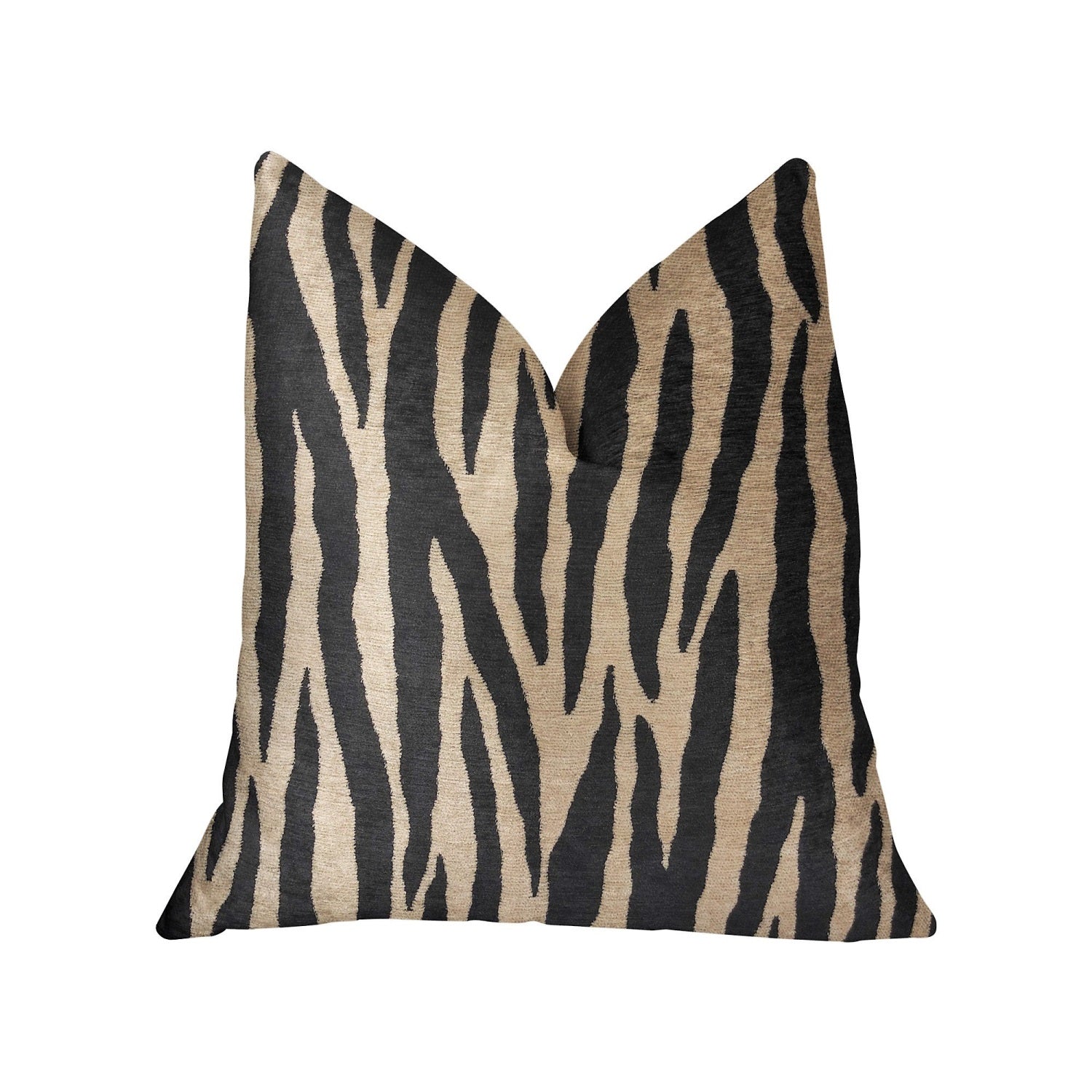 Plutus Zippy Zebra Black And Beige Luxury Throw Pillow - Double Sided  20 X 36 King