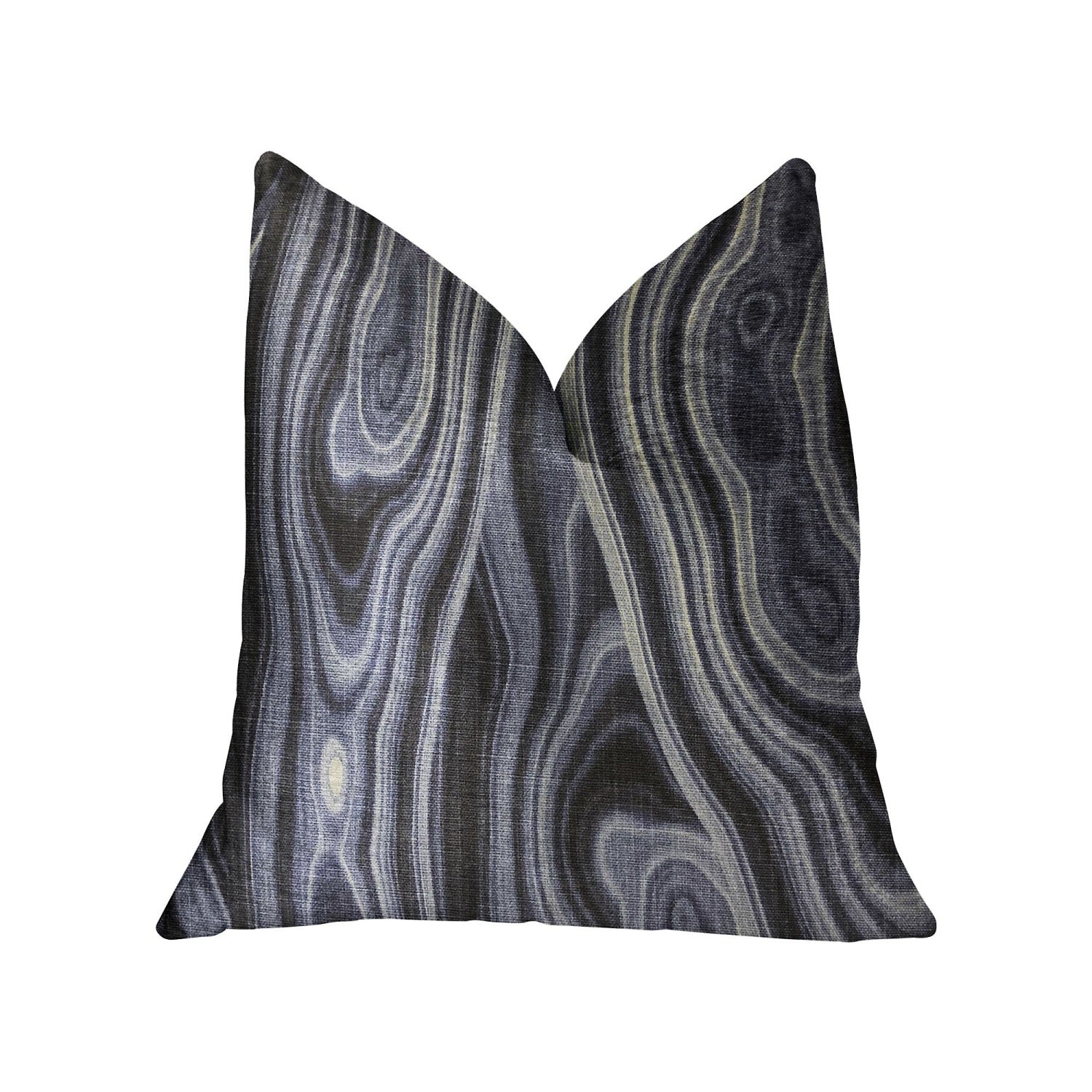 Plutus Swiss Marble Blue Luxury Throw Pillow - Double Sided  18 X 18