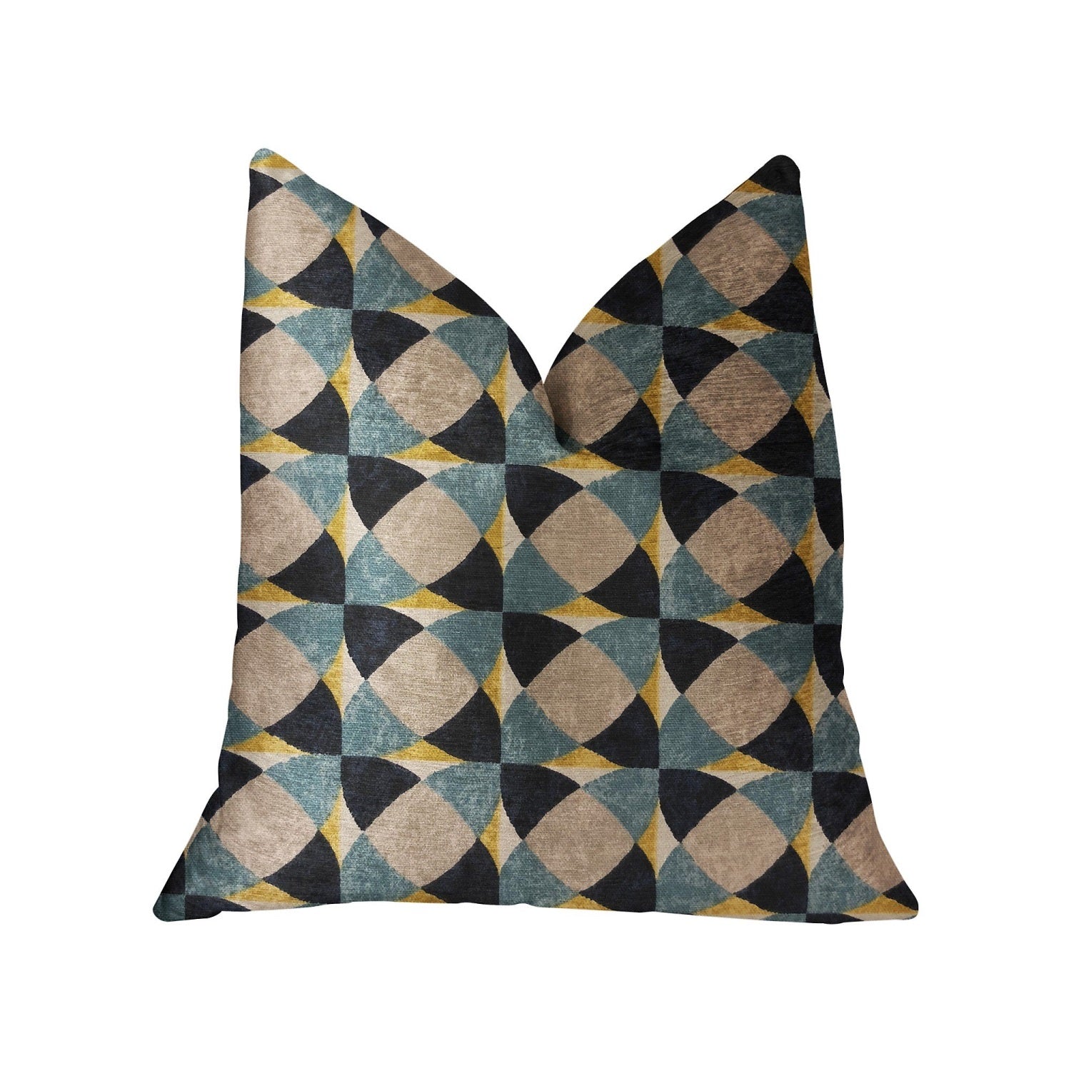 Plutus Shape Reflections Blue And Beige Luxury Throw Pillow - Double Sided  24 X 24