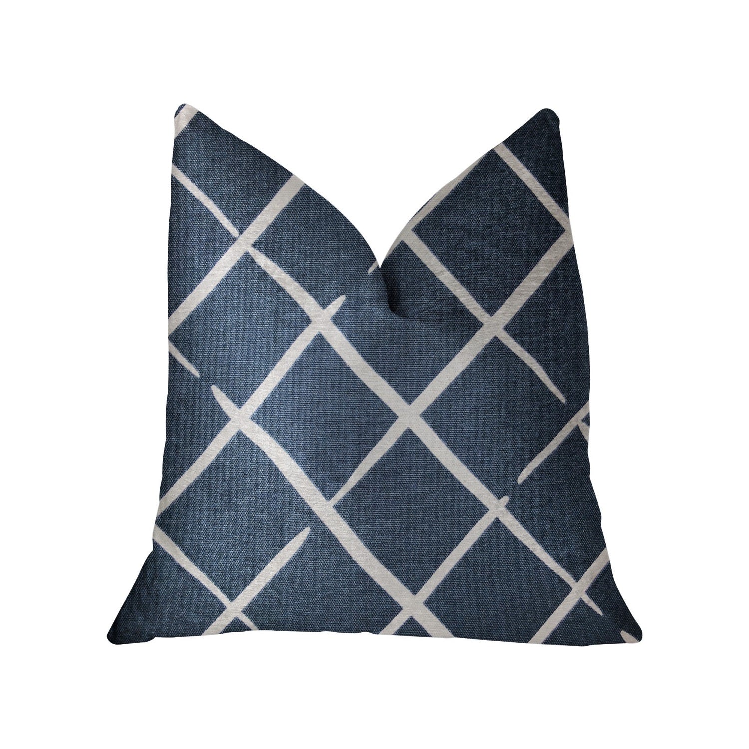 Plutus Davinci Blue And White Luxury Throw Pillow - Double Sided  20 X 20