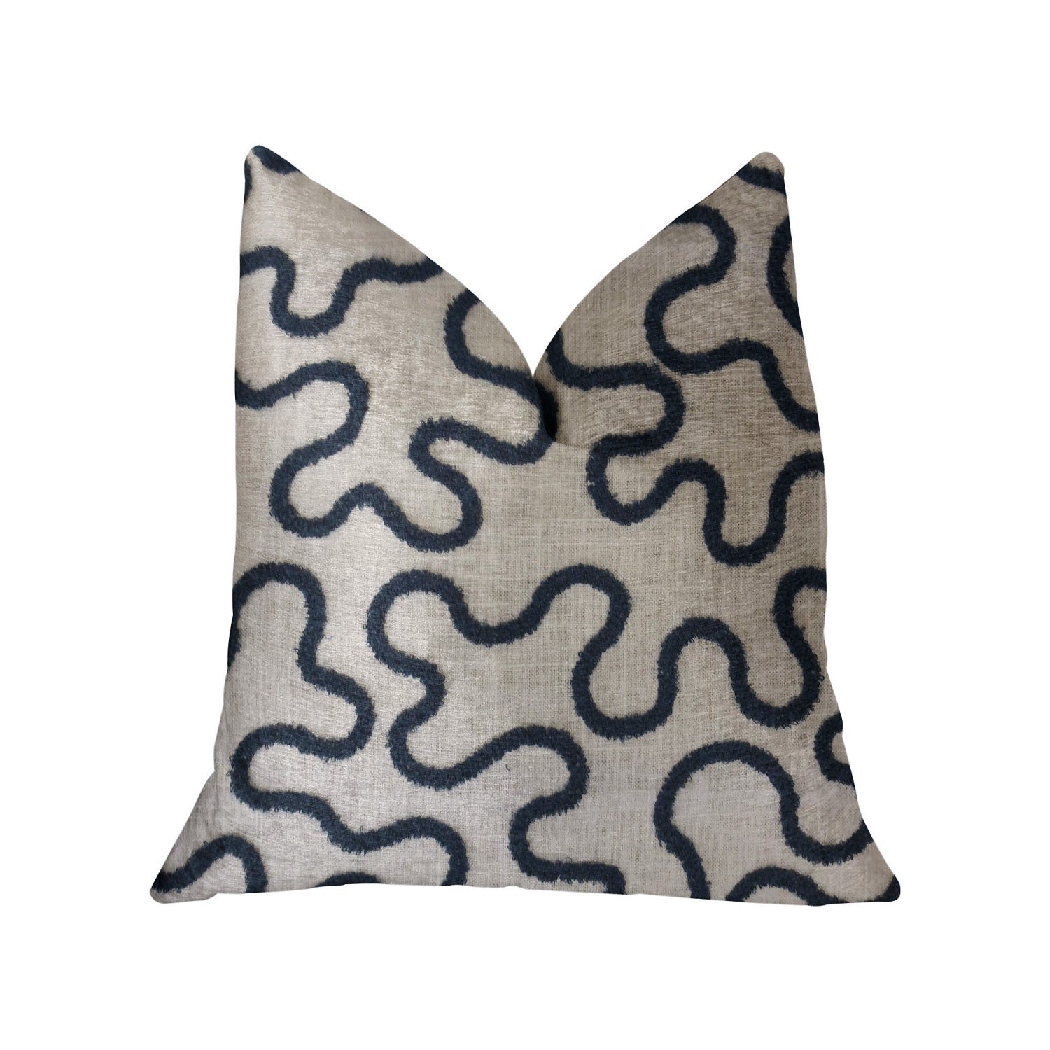 Plutus Chandra Taal Blue And Beige Luxury Throw Pillow - Double Sided  20 X 36 King