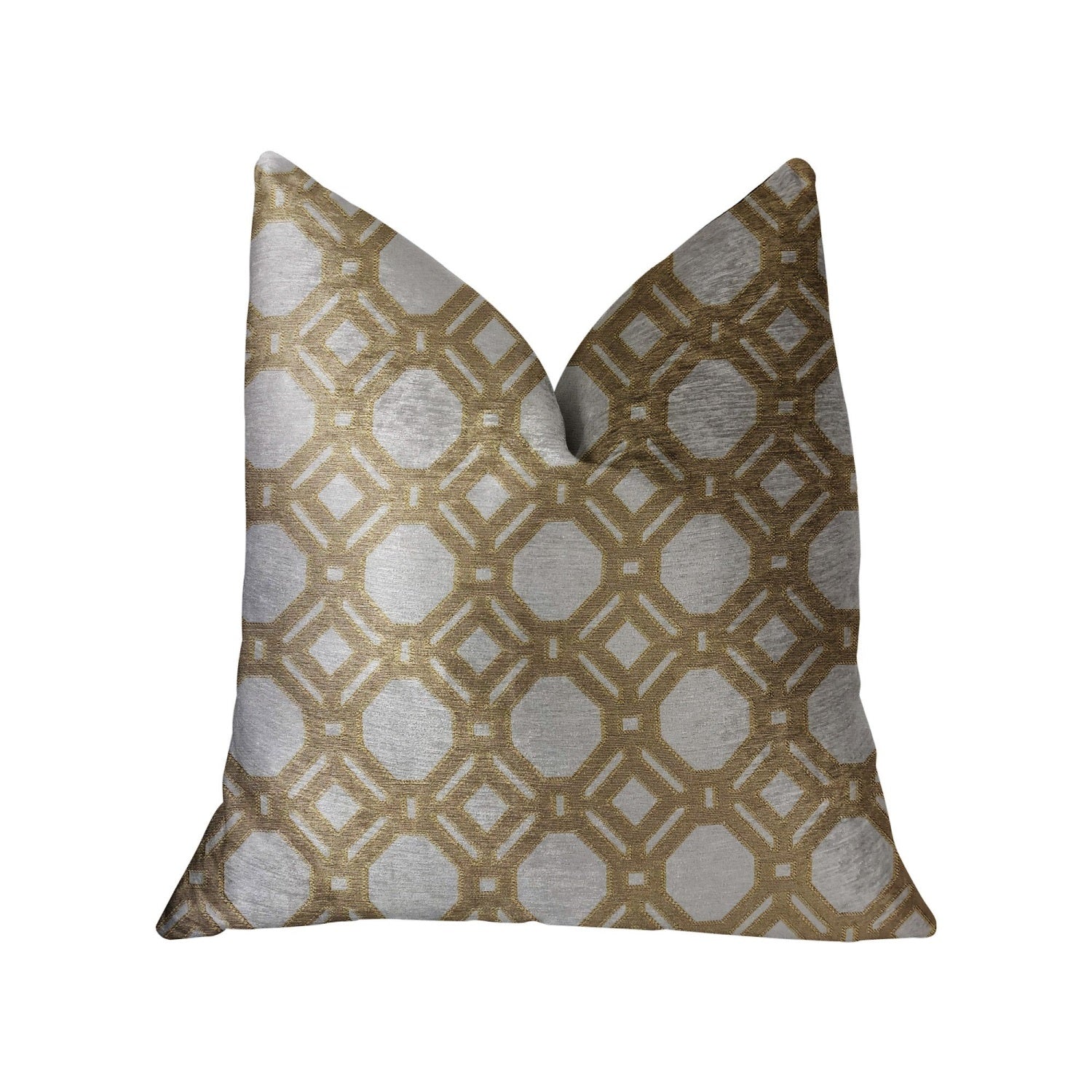 Plutus Medallion Eclipse Beige And Gray Luxury Throw Pillow - Double Sided  20 X 20