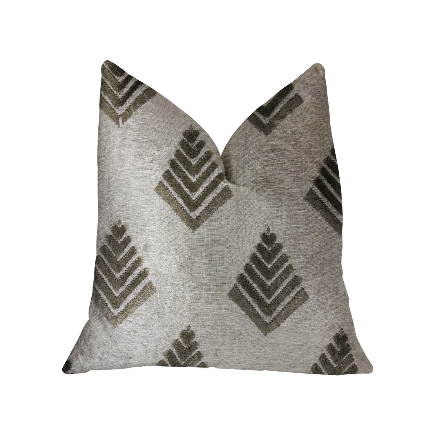 Plutus Aspen Mist Blue And Beige Luxury Throw Pillow - Double Sided  22 X 22