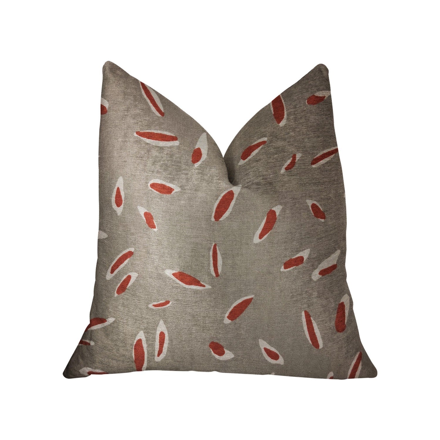 Plutus Petal Party Orange And Beige Luxury Throw Pillow - Double Sided  24 X 24