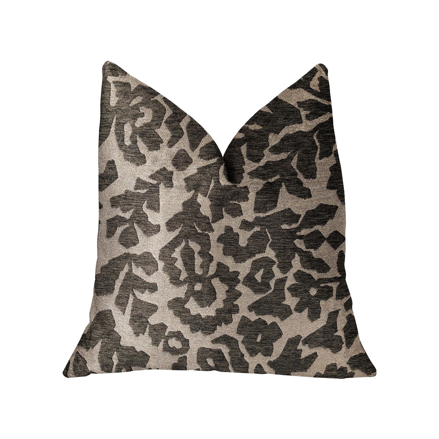 Plutus Lustrous Leaves Gray Luxury Throw Pillow - Double Sided  20 X 30 Queen