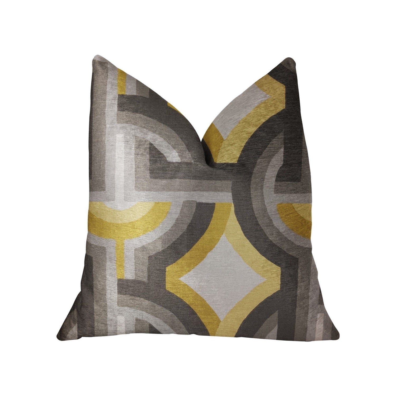Plutus Delightful Chain Yellow, Beige And Gray Luxury Throw Pillow - Double Sided  24 X 24