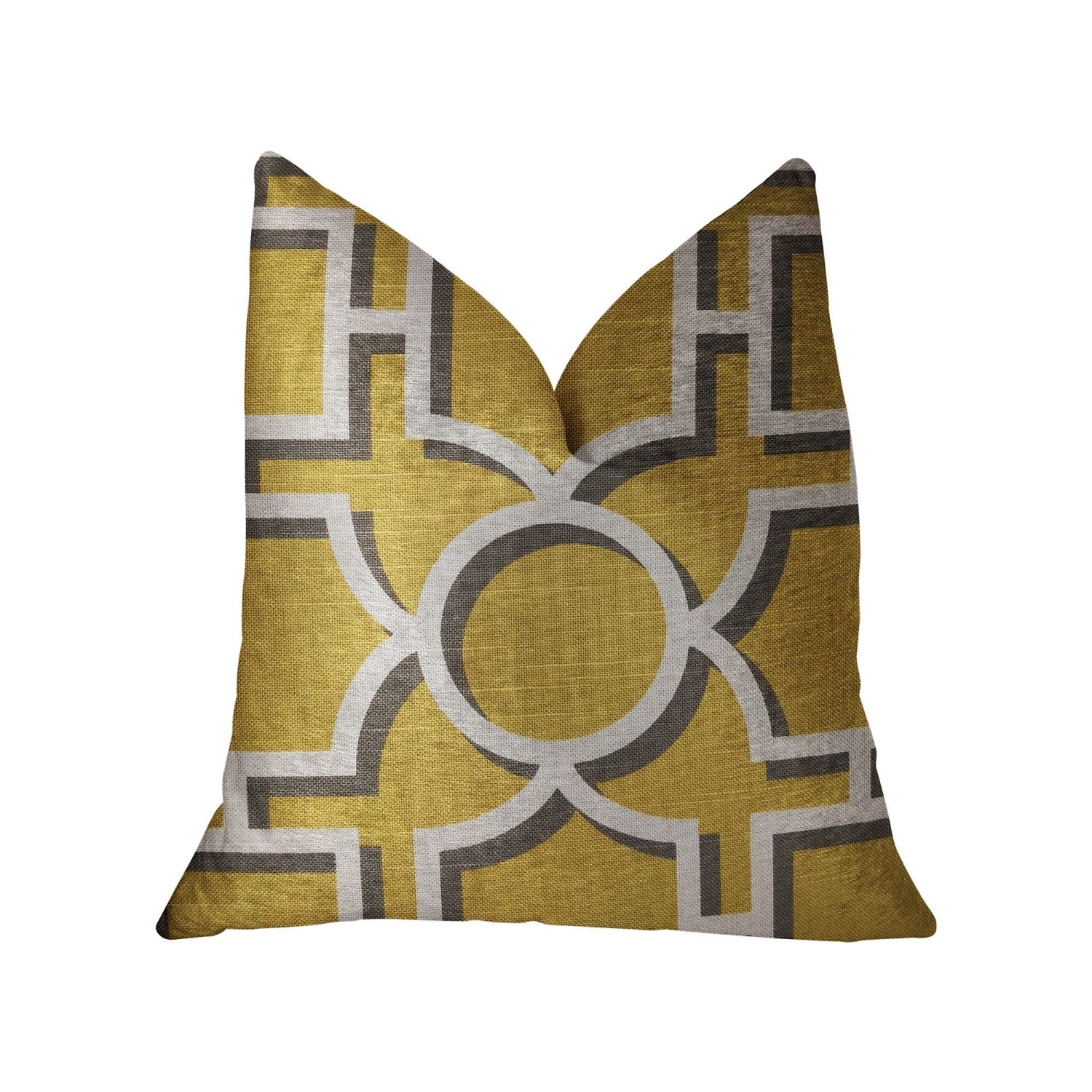 Plutus Crane Enclave Yellow, Beige And Gray Luxury Throw Pillow - Double Sided  16 X 16