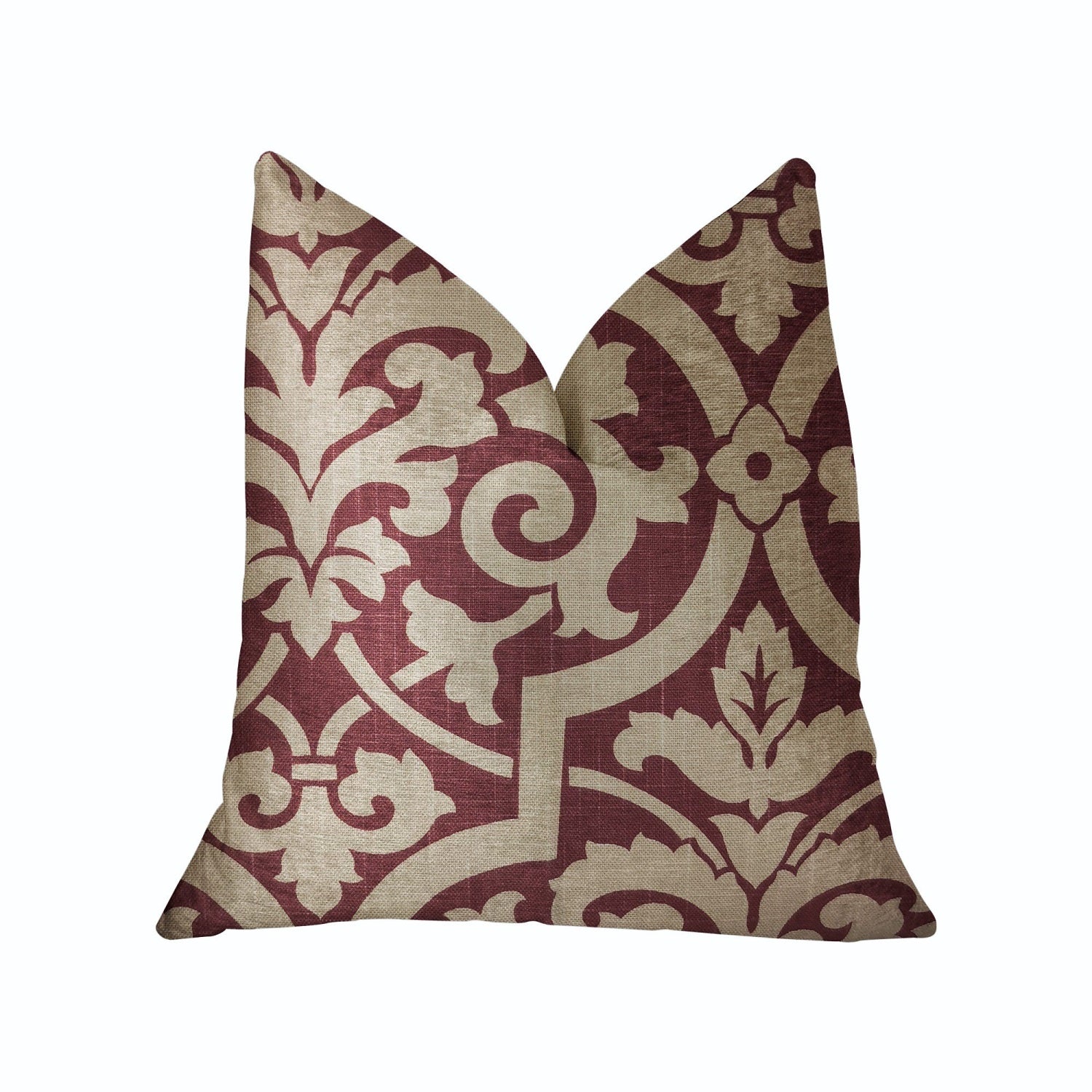 Plutus Sacred Shield Red And Beige Luxury Throw Pillow - Double Sided  20 X 20