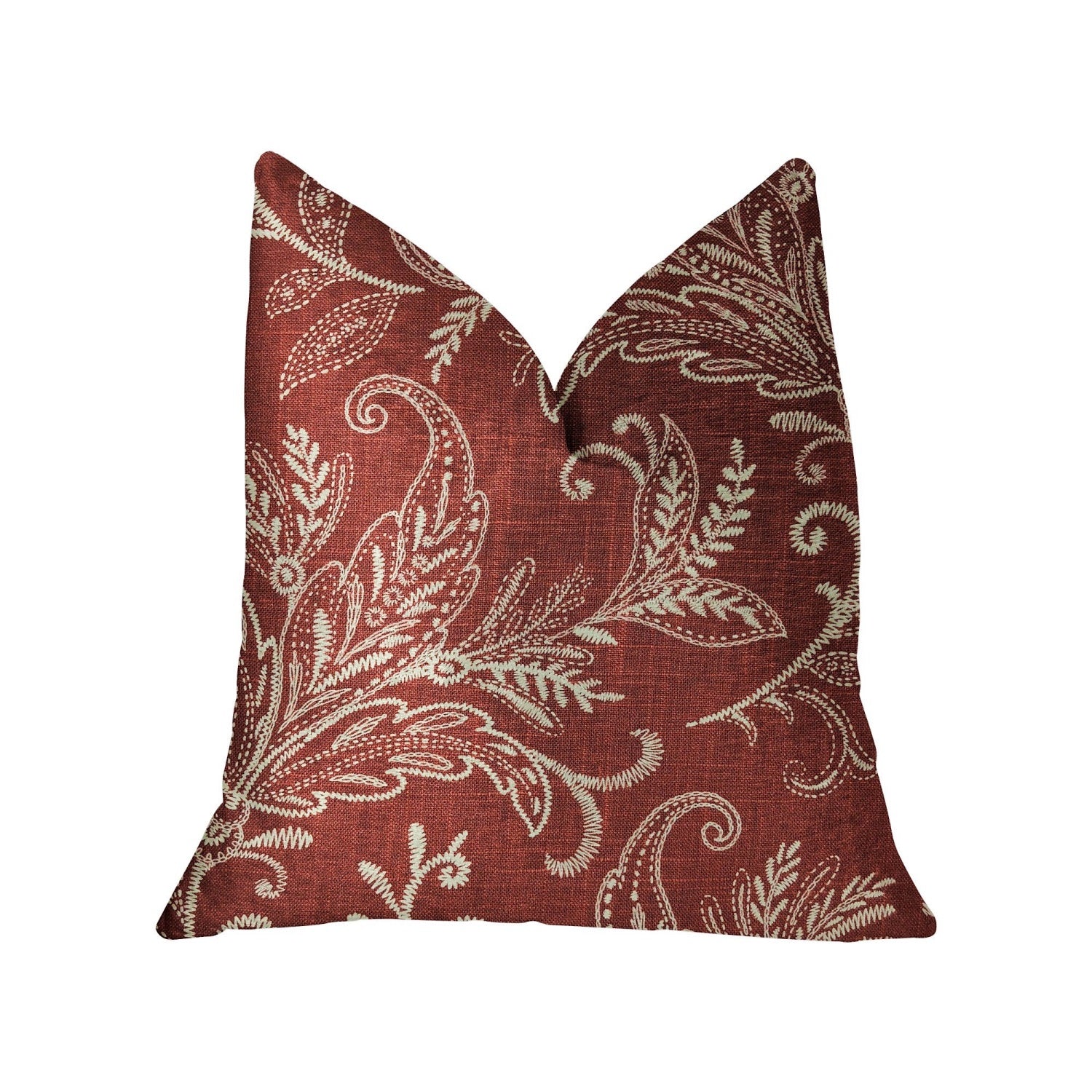 Plutus Berry Crest Vineyard Red And Beige Luxury Throw Pillow - Double Sided  20 X 36 King