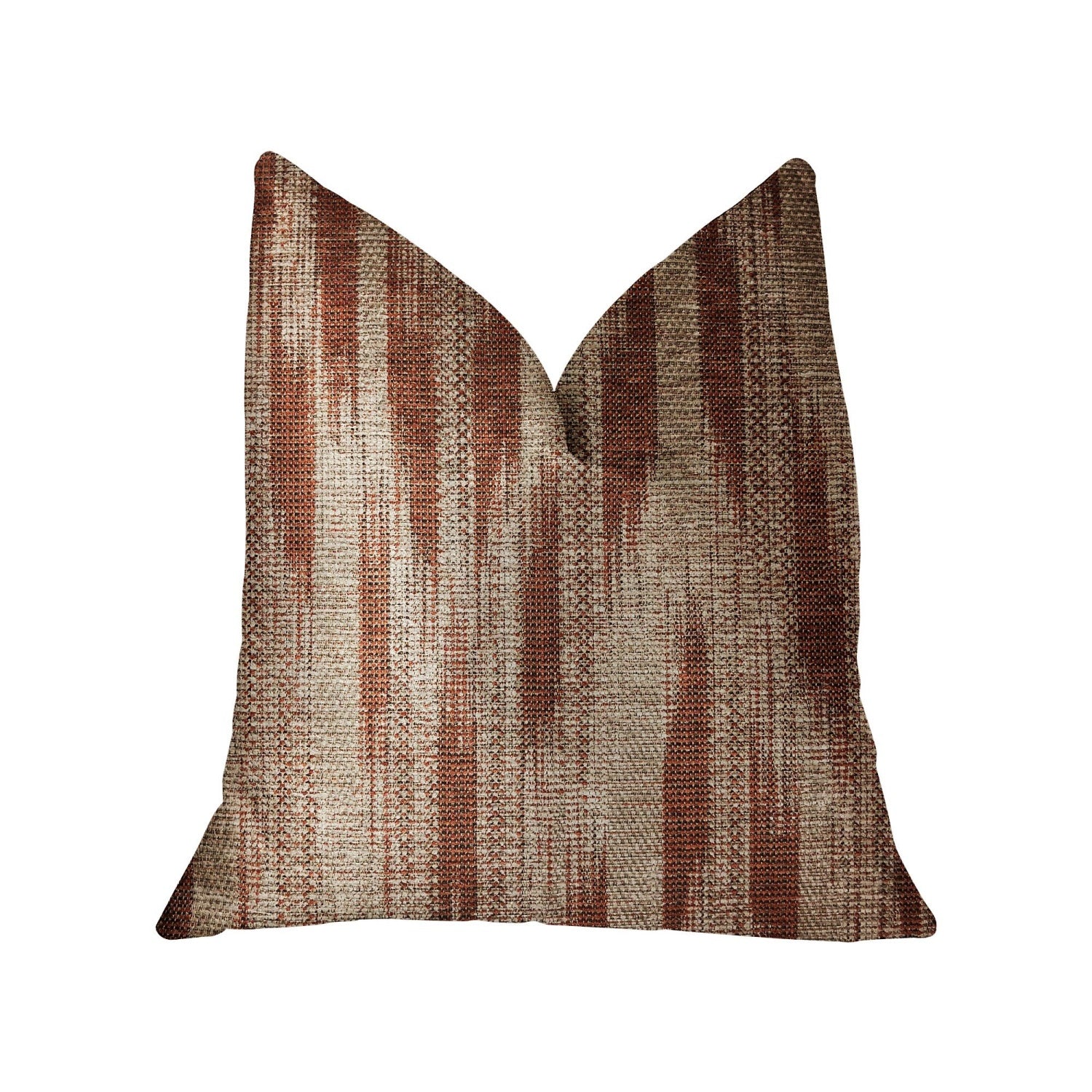 Plutus Stormy Pine Orange And Beige Luxury Throw Pillow - Double Sided  20 X 36 King