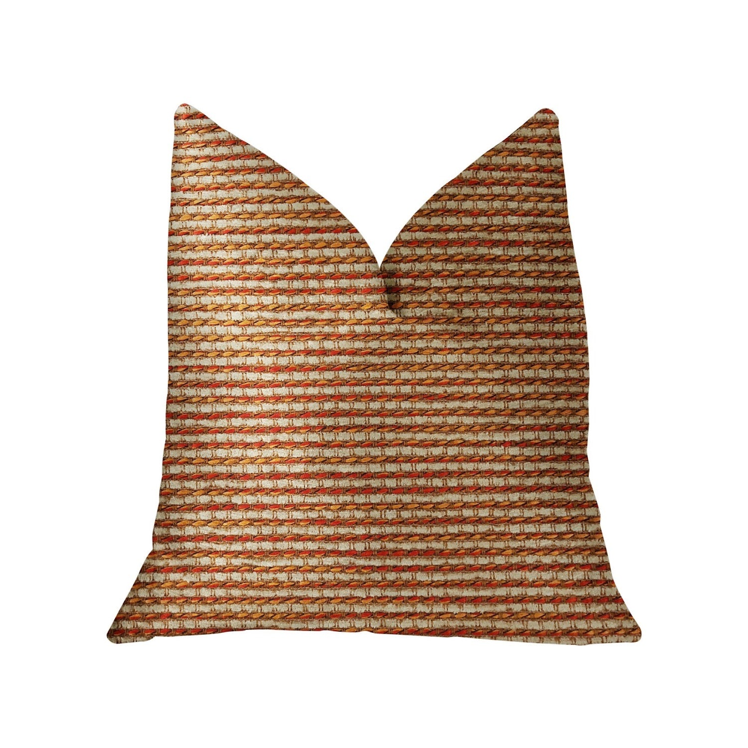 Plutus French Brick Orange And Beige Luxury Throw Pillow - Double Sided  20 X 36 King