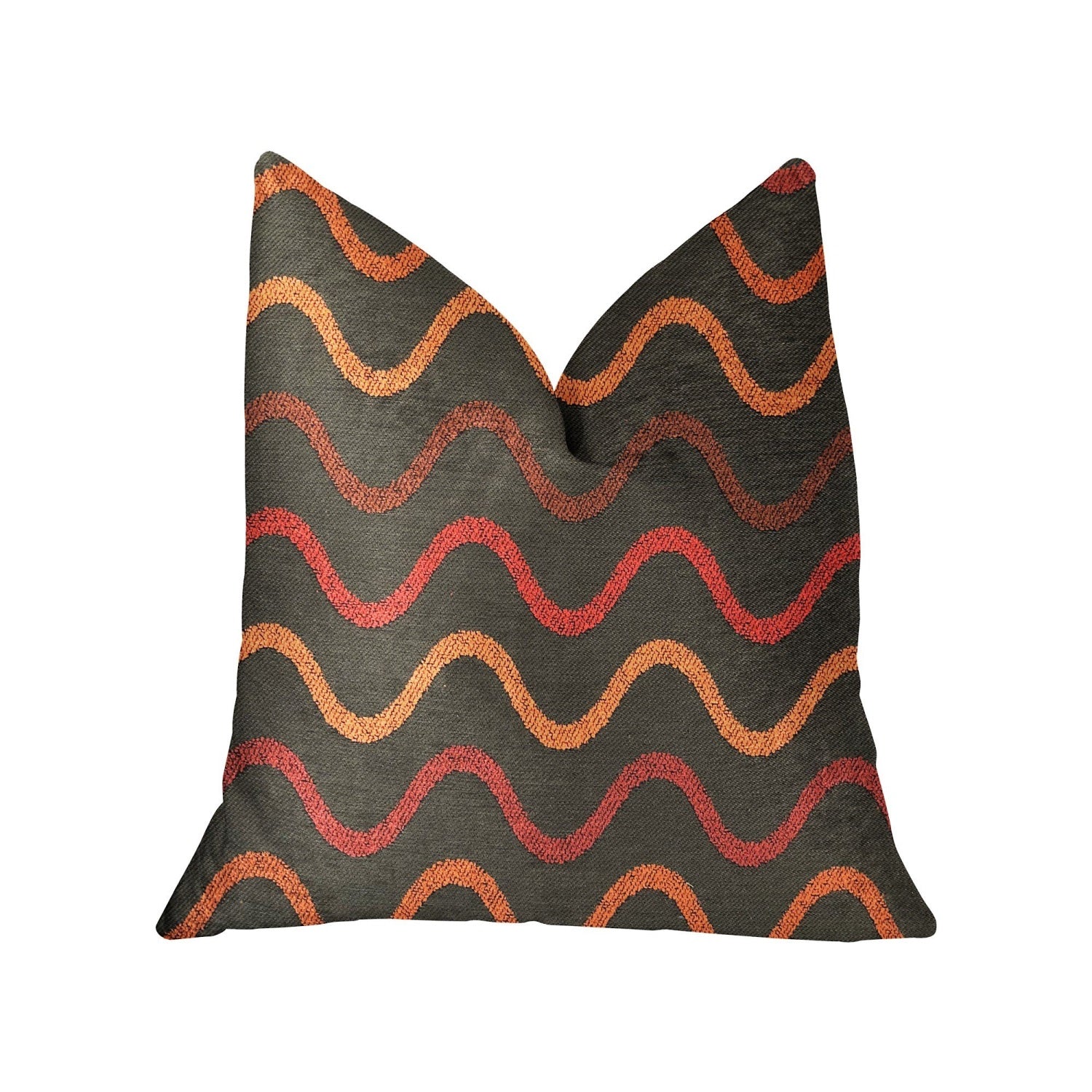 Plutus Serenity Flow Gray And Orange Luxury Throw Pillow - Double Sided  20 X 26 Standard