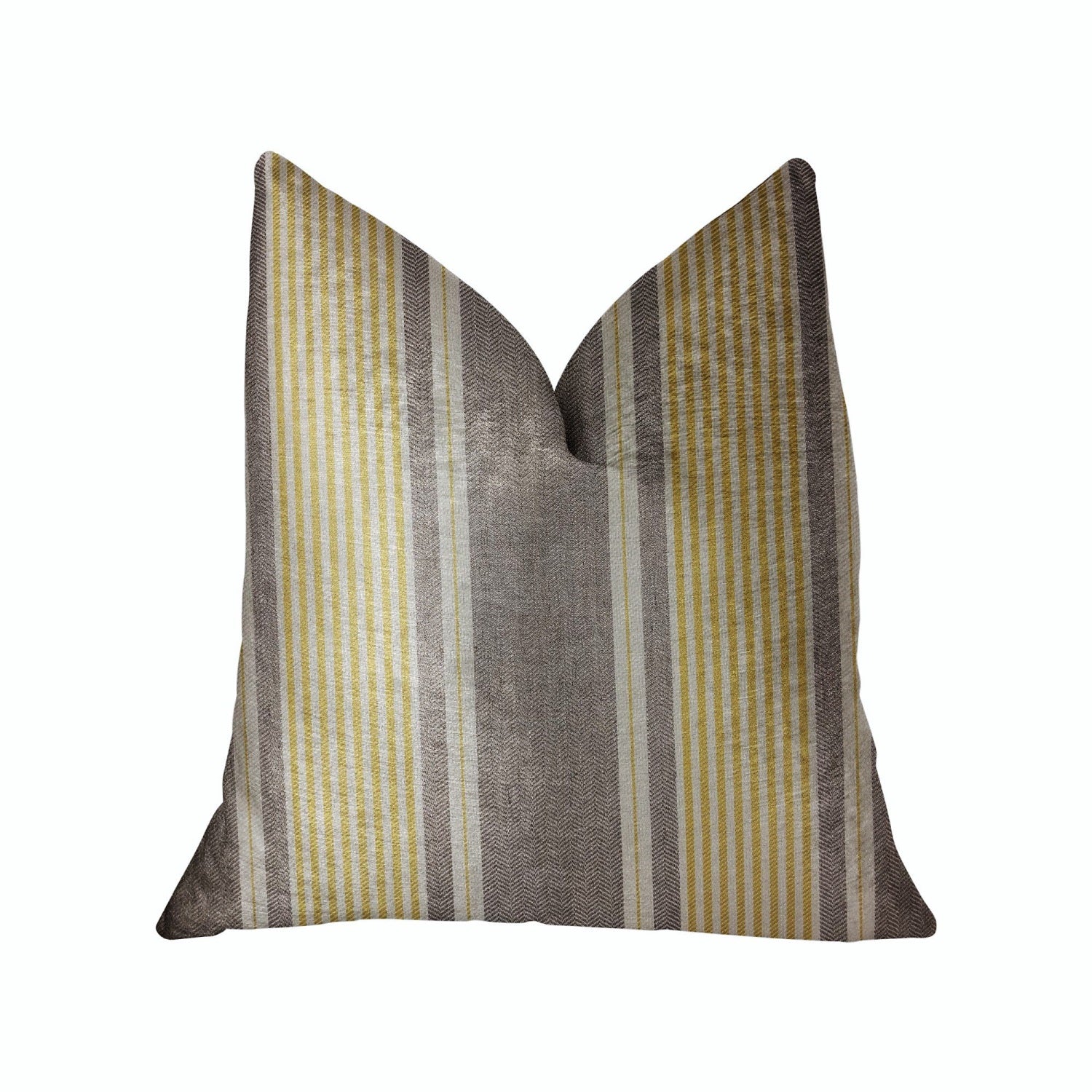Plutus Graceful Bridge Yellow And Gray Luxury Throw Pillow - Double Sided  24 X 24