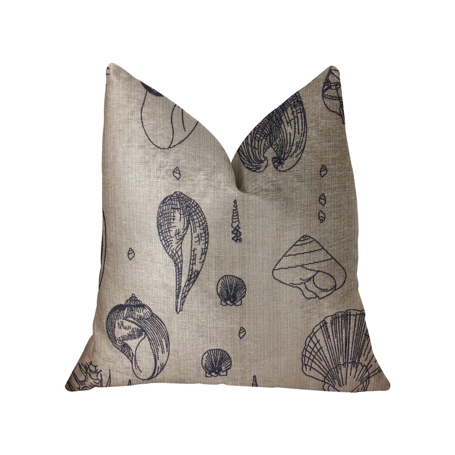 Plutus Seashell Bay Blue And Beige Luxury Throw Pillow - Double Sided  20 X 26 Standard