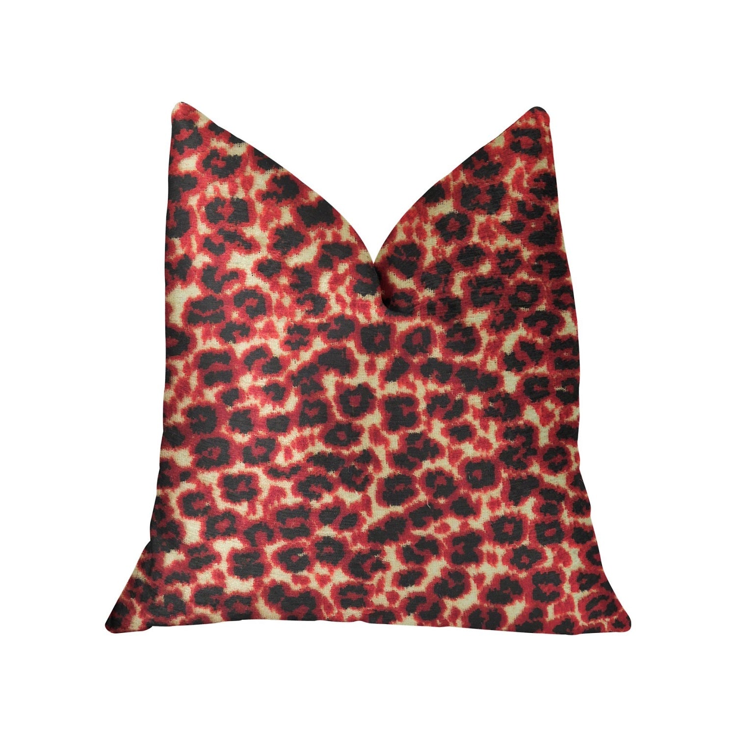 Plutus Crimson Cheetah Black And Red Luxury Throw Pillow - Double Sided  16 X 16