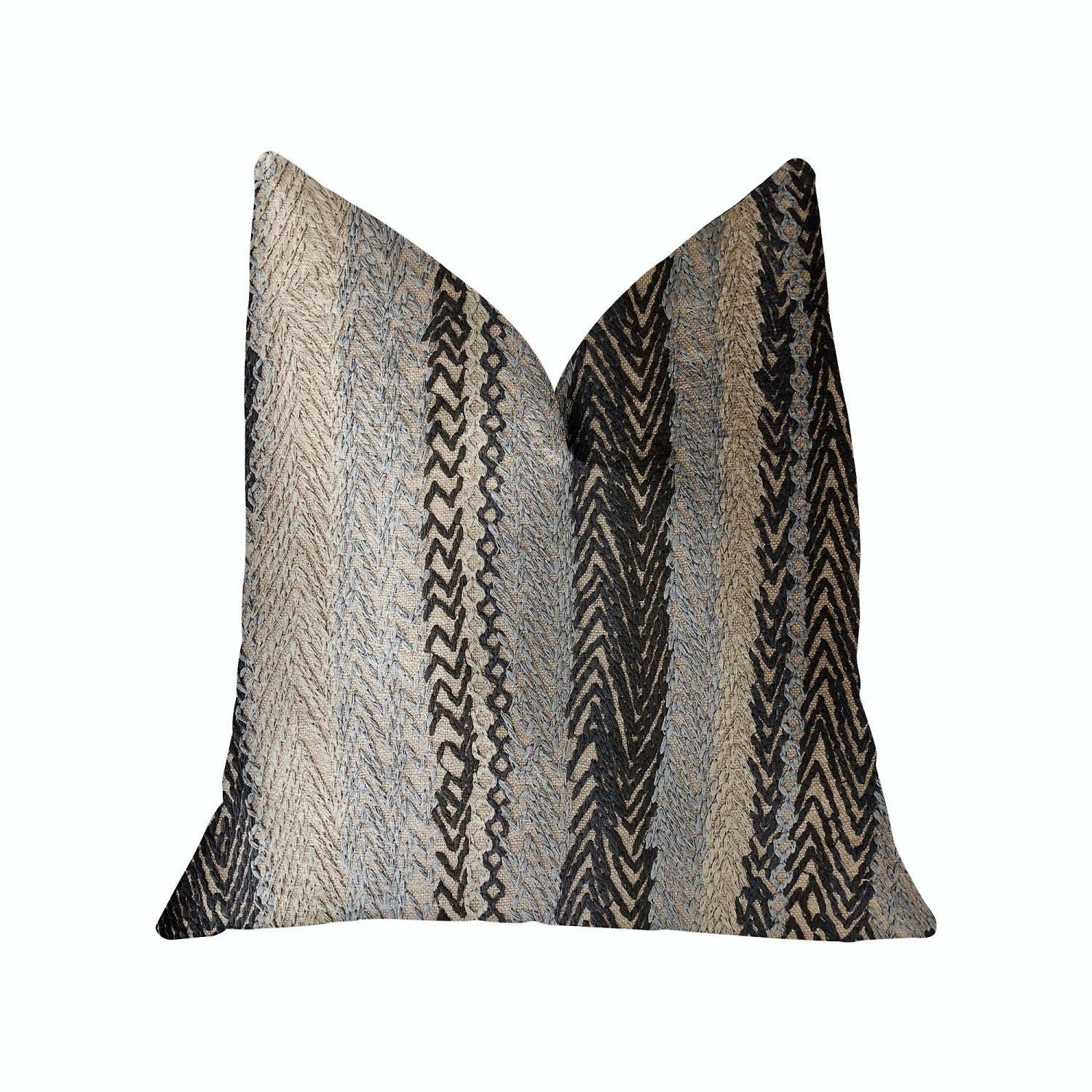 Plutus Grey Horizon Blue And Gray Luxury Throw Pillow - Double Sided  24 X 24