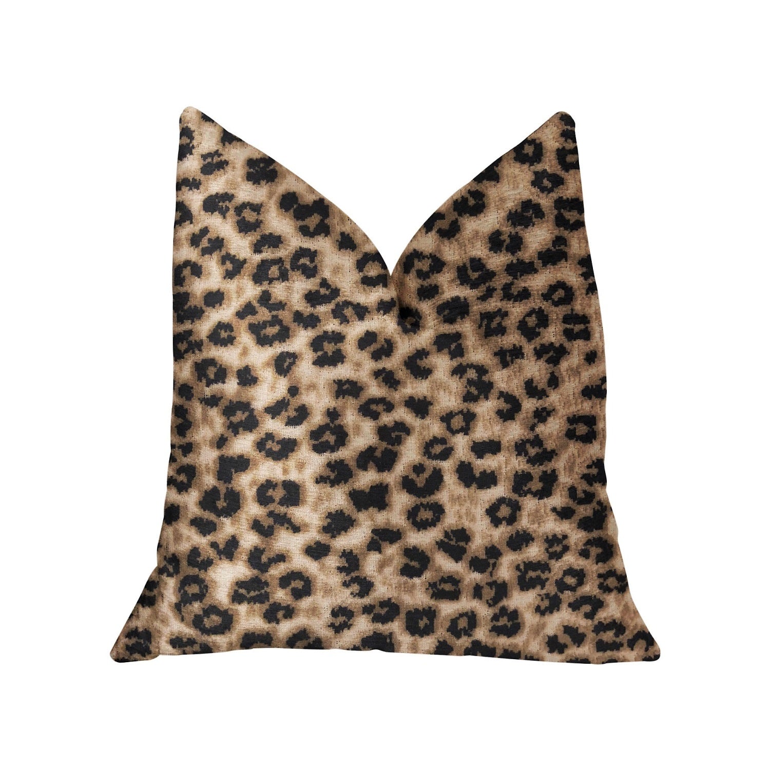 Plutus Crimson Cheetah Black And Brown Luxury Throw Pillow - Double Sided  22 X 22