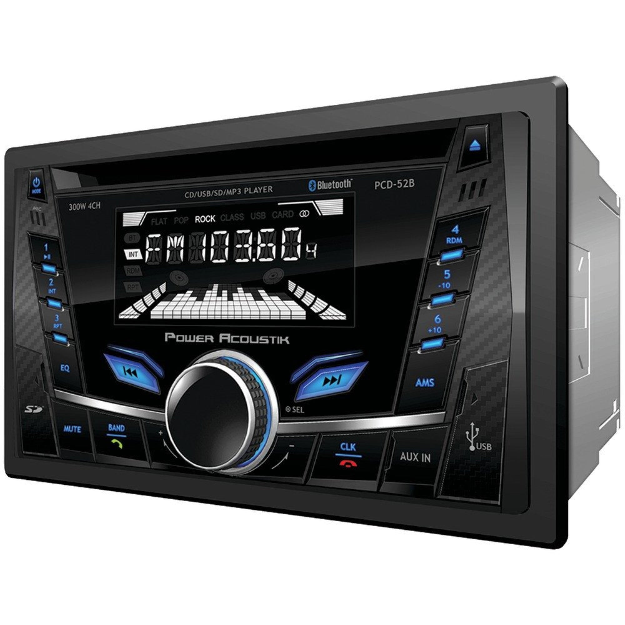 Power Acoustik Pcd-52B Double Din Car Stereo Receiver, 2 Din In Dash - Cd - Mp3 - Am/Fm - Bluetooth - Usb Playback