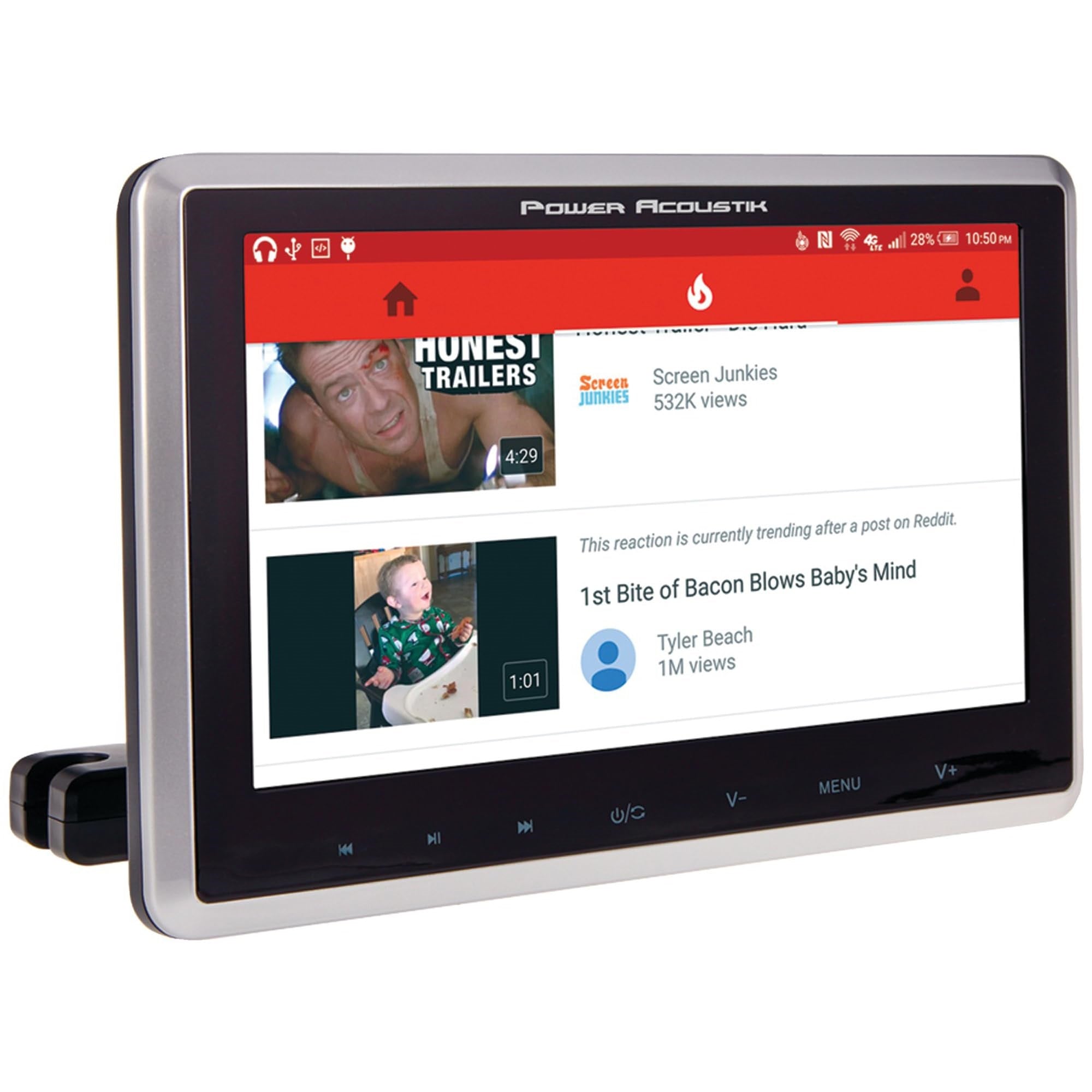 Power Acoustik Phd-101 10.3' Universal Headrest Monitor With Dvd Player, Ir & Fm Transmitters & Android Phonelink